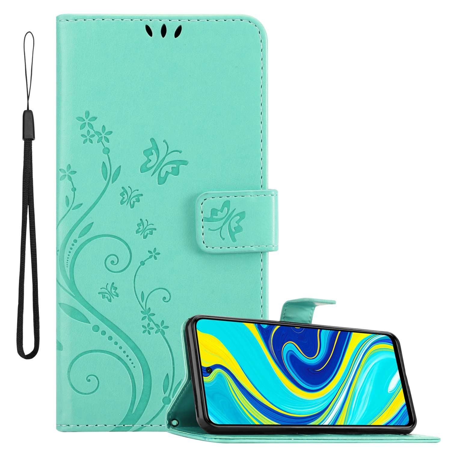 Cadorabo Handyhülle für Xiaomi RedMi NOTE 9 PRO / NOTE 9S Hülle Xiaomi RedMi NOTE 9 PRO / NOTE 9S, Hülle Schutzhülle Blumen Flower mit Standfunktion Kartenfach Magnet