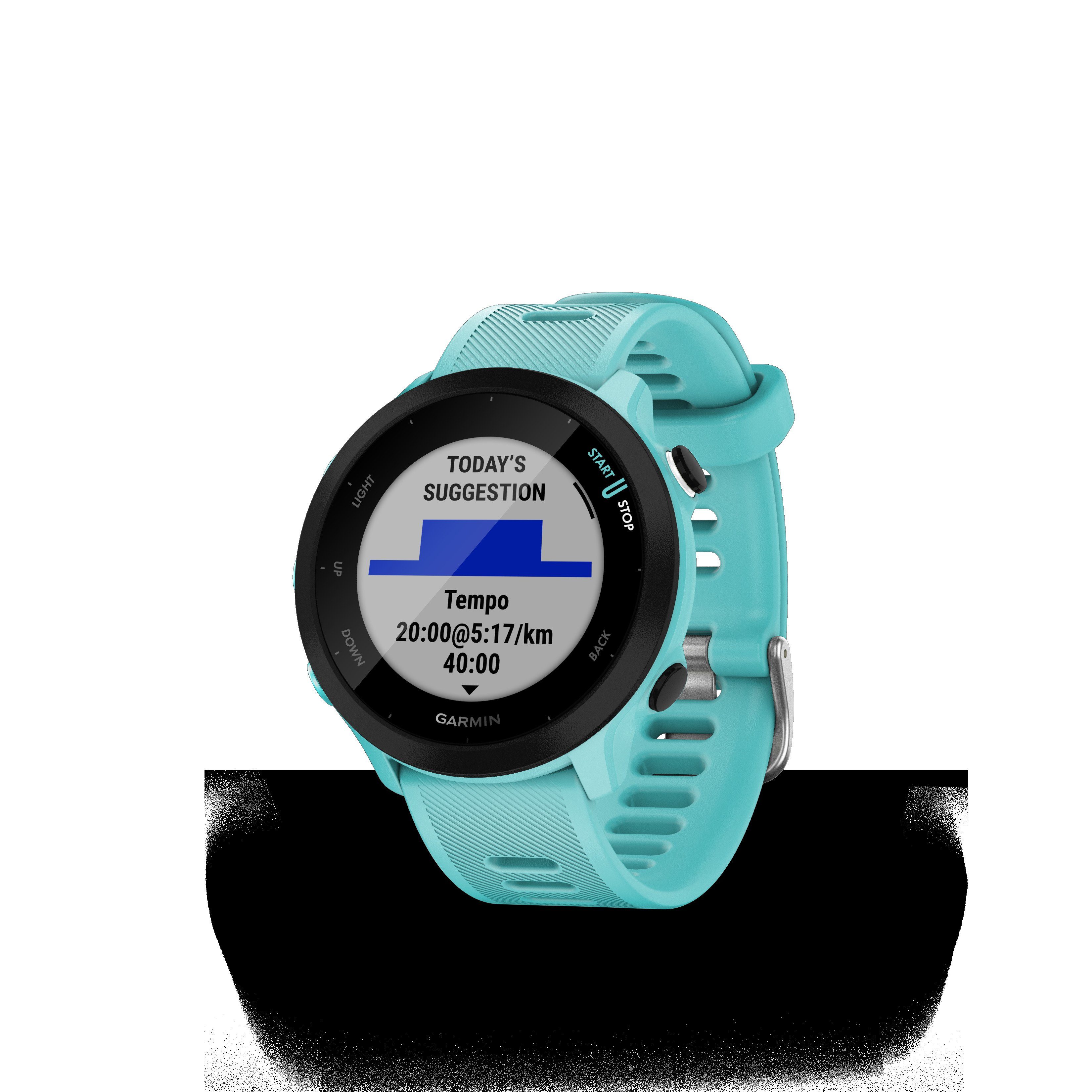 Garmin FORERUNNER 55 Multisport- cm/1,04 Smartwatch Garmin), | türkis (2,64 GPS-Laufuhr türkis/schwarz Zoll