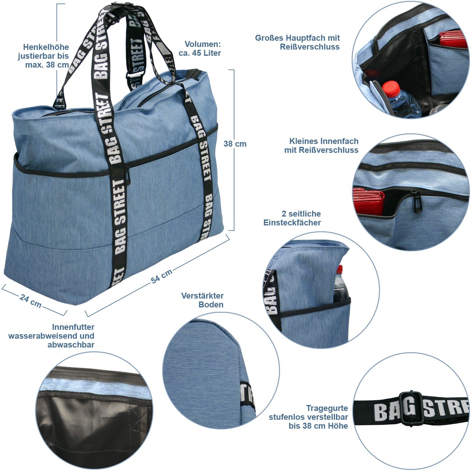 BAG STREET INTERNATIONAL Shopper XXL Damen Freizeittasche, Große Sporttasche