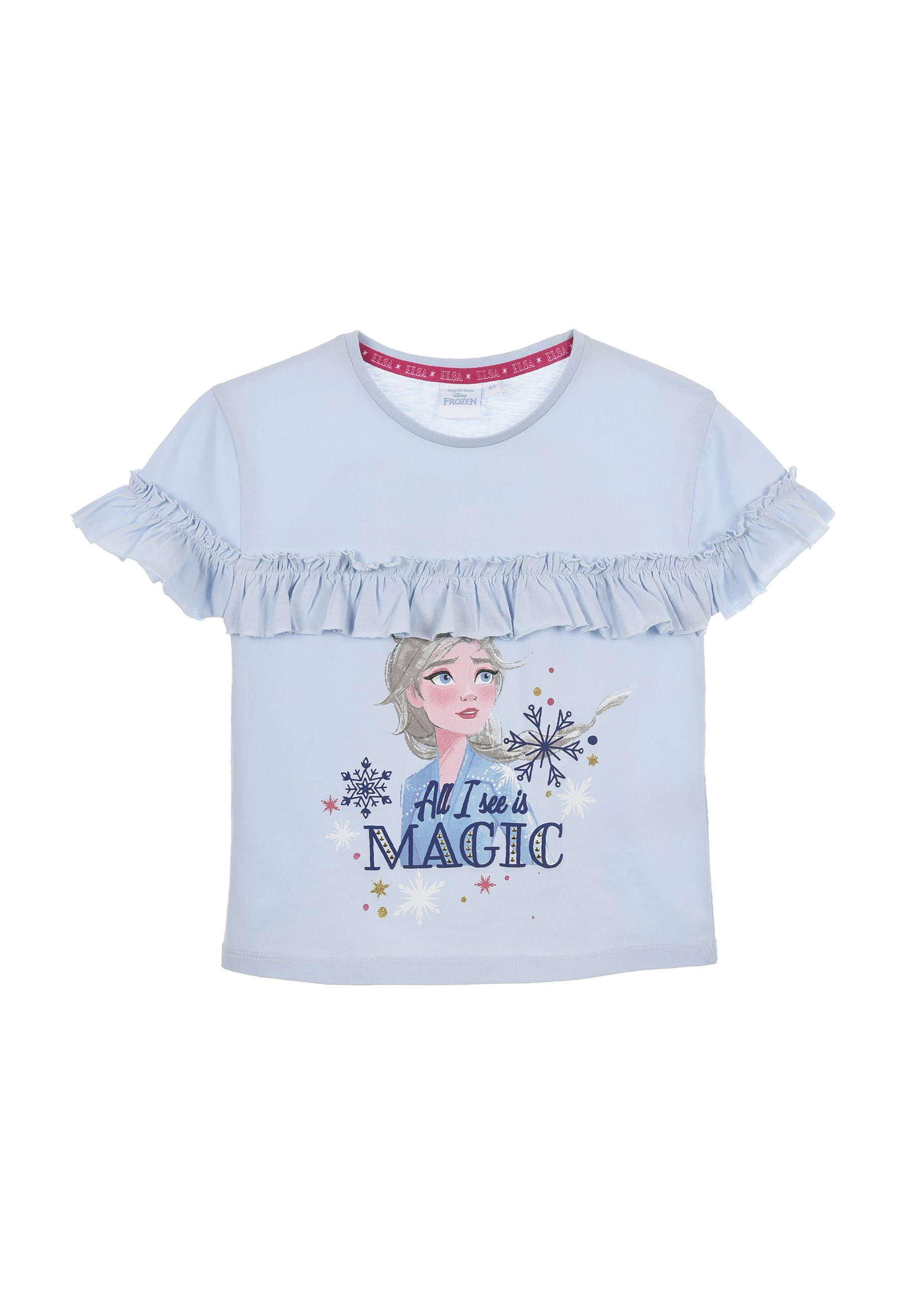 Disney Frozen T-Shirt Frozen - Die Eiskönigin T-Shirt Mädchen Sommer Shirt Hell-Blau