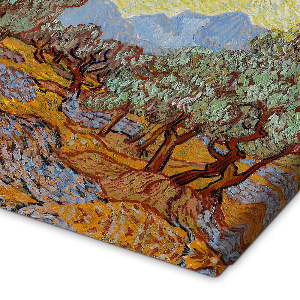 Posterlounge Wandbild Olivenbäume mit gelbem Himmel und Sonne, Vincent van Gogh, erhältlich als Poster, Leinwandbild, Wandsticker oder Acrylglasbild