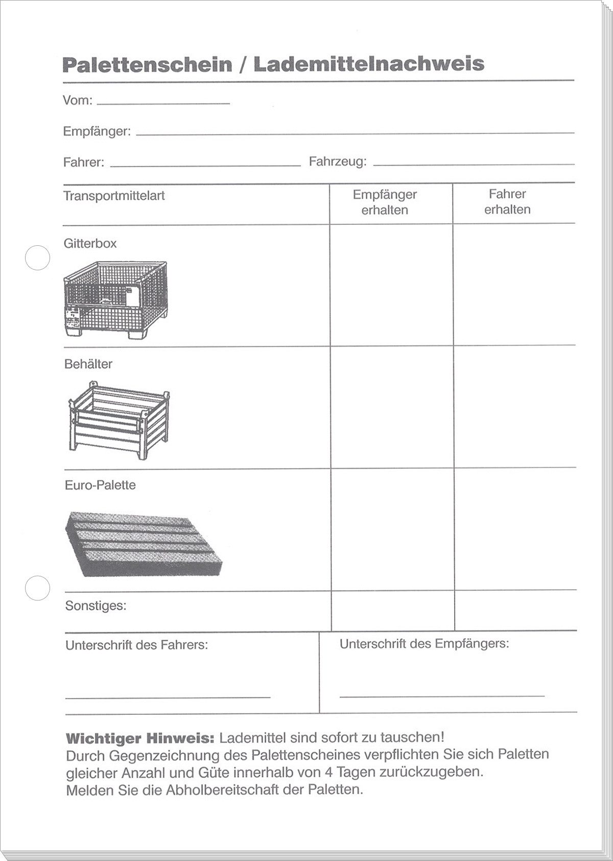 RNK Formularblock RNK Palettenschein-Block, DIN A5 hoch