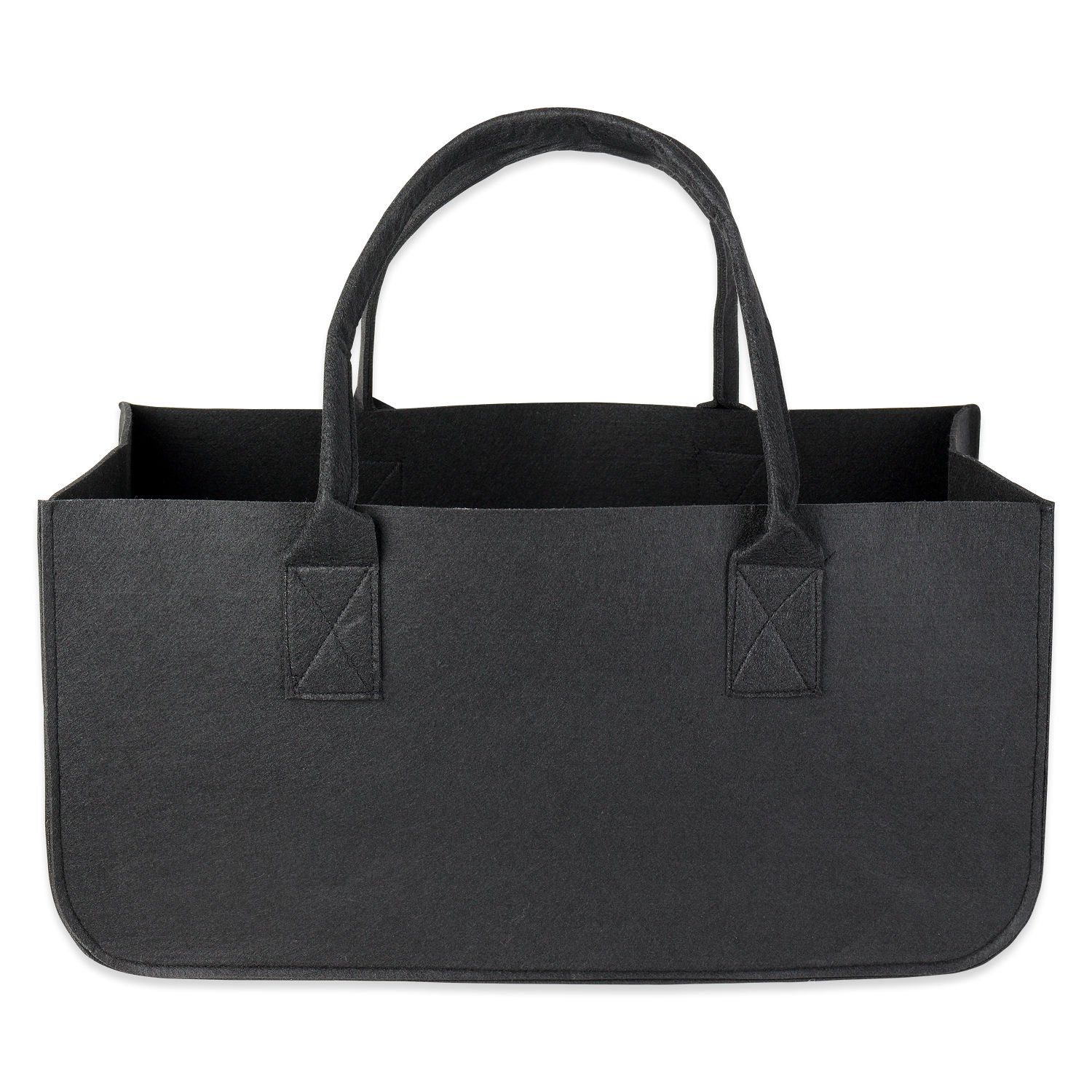 Henkeltasche Schramm® 1 oder 2 Stück Filztasche Tasche aus Filz schwarz 50x25x25 cm Kaminholztasche Holzkorb Einkaufstasche Filzkorb Zeitungskorb Shopper Taschen Filztaschen