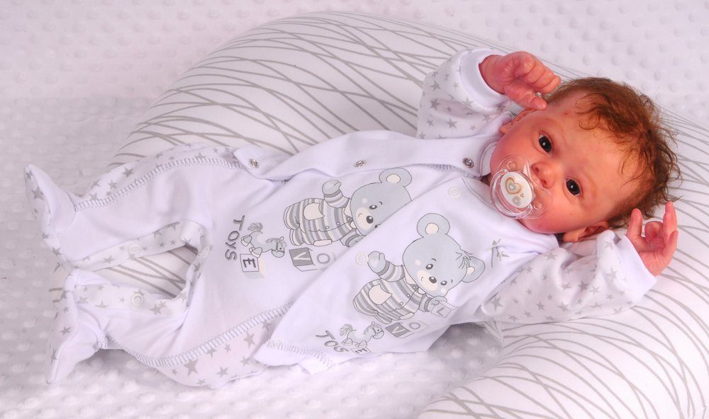 La Bortini Strampler, Jäckchen & Mütze Strampler Mütze und Hemdchen Set Baby Anzug 3tlg 44 50 56 62 68 74