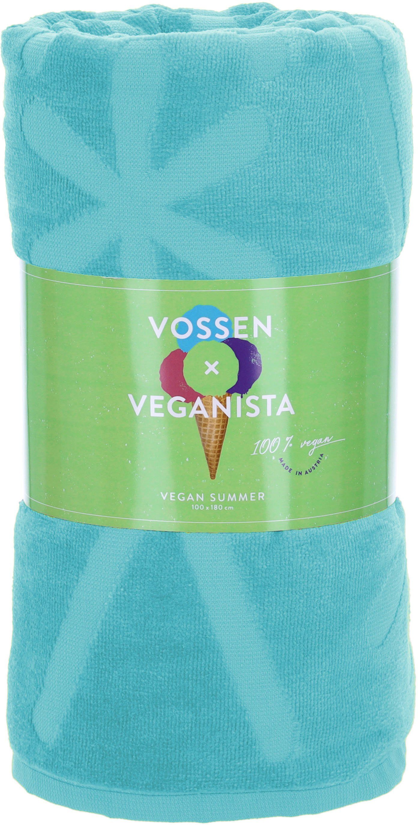 vegan Vossen Strandtuch date Hoch-Tief Optik Velours summer, (1-St), in eis