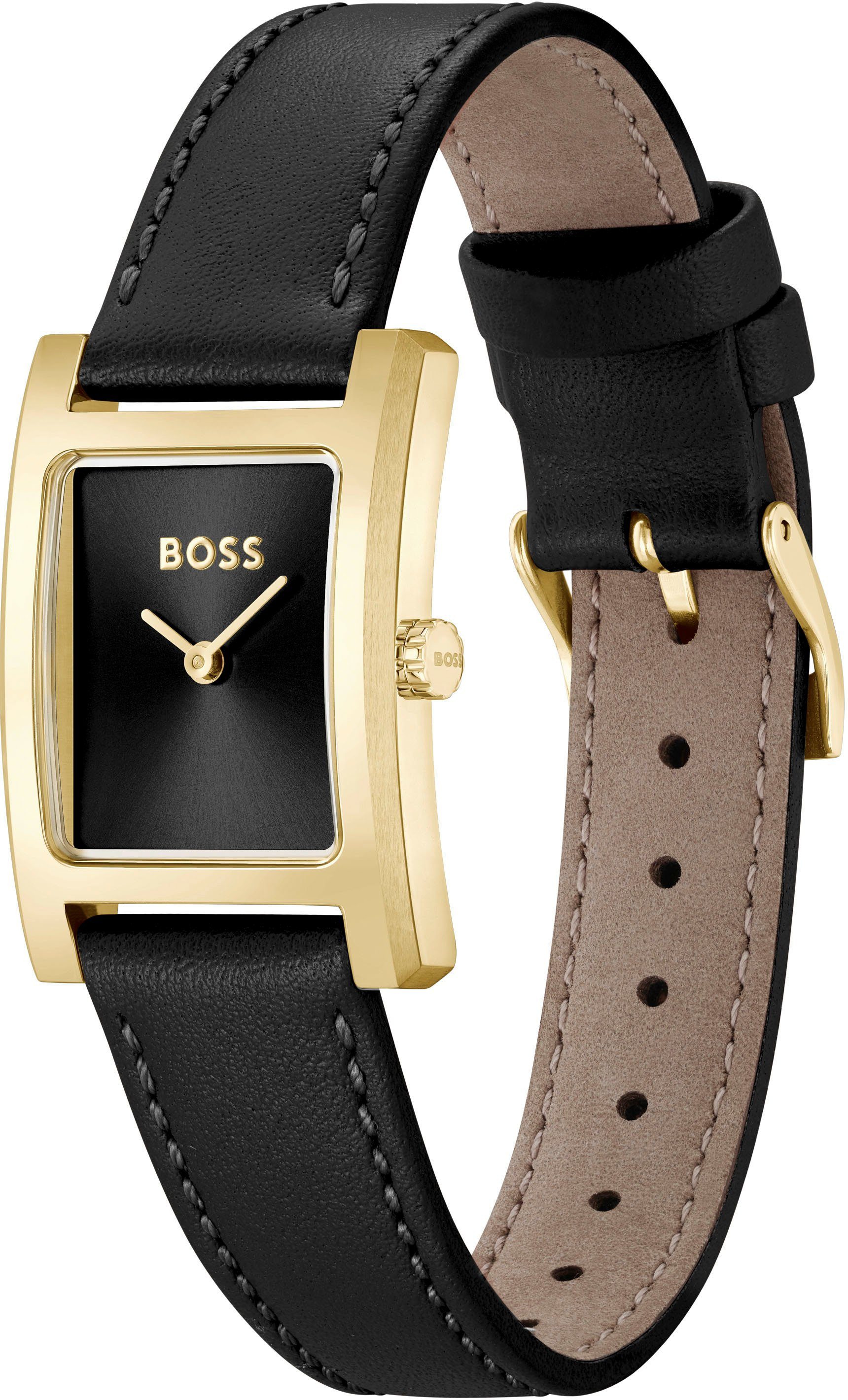 BOSS Quarzuhr LUCY 1502742, Damenuhr, Armbanduhr, analog, Lederarmband günstig online kaufen