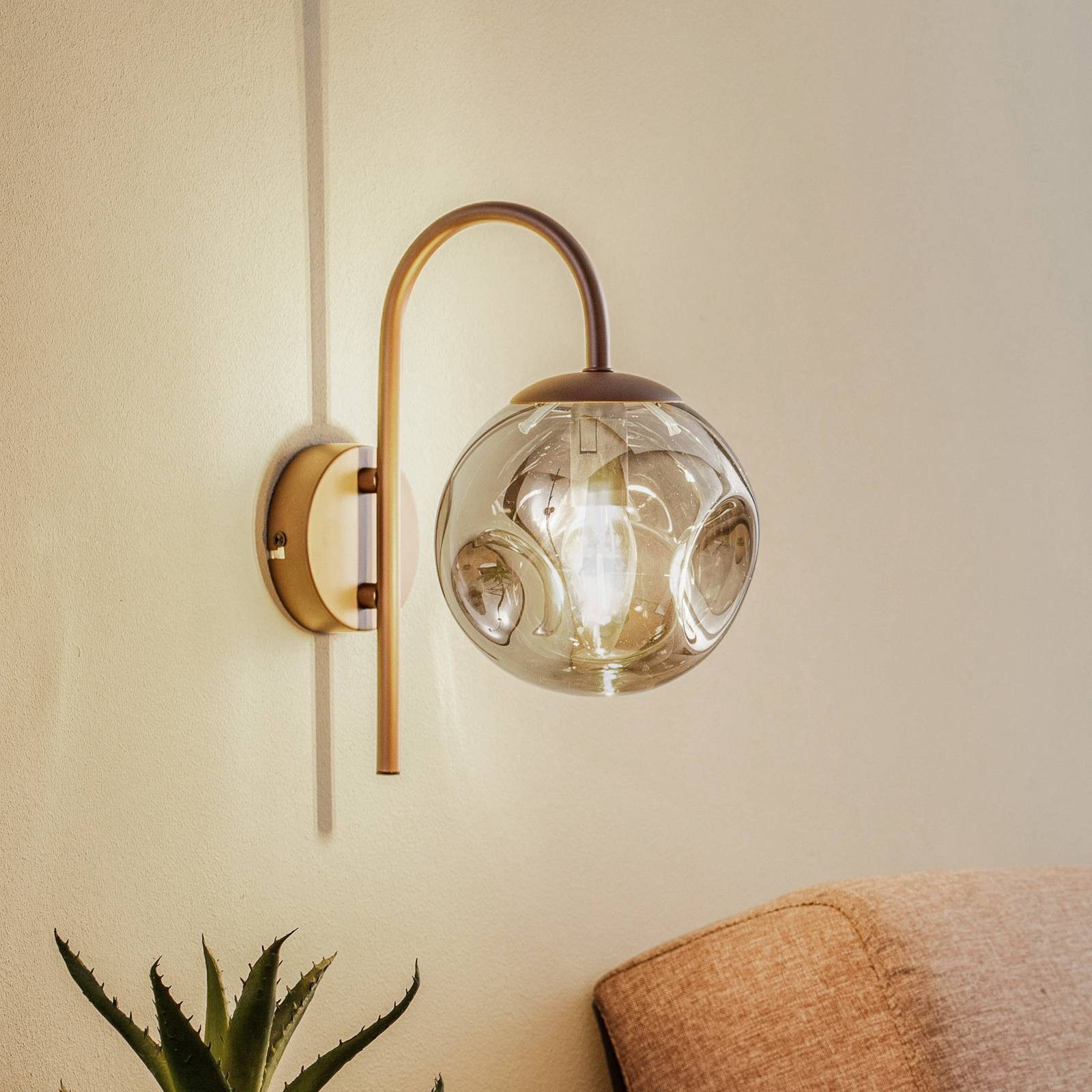 Lindby Wandleuchte Valentina, Metall, Braun IP20, 1 x 10 W LED günstig online kaufen