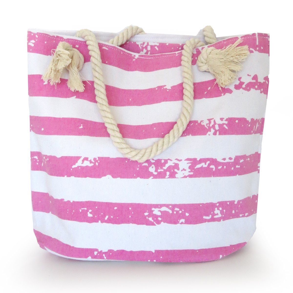 Reißverschluss Sommer Shopper Strand Vibes" rosa-weiss Innentasche Originelli Tasche kleine Streifen "Beach Umhängetasche Vintage Sonia Anker, mit