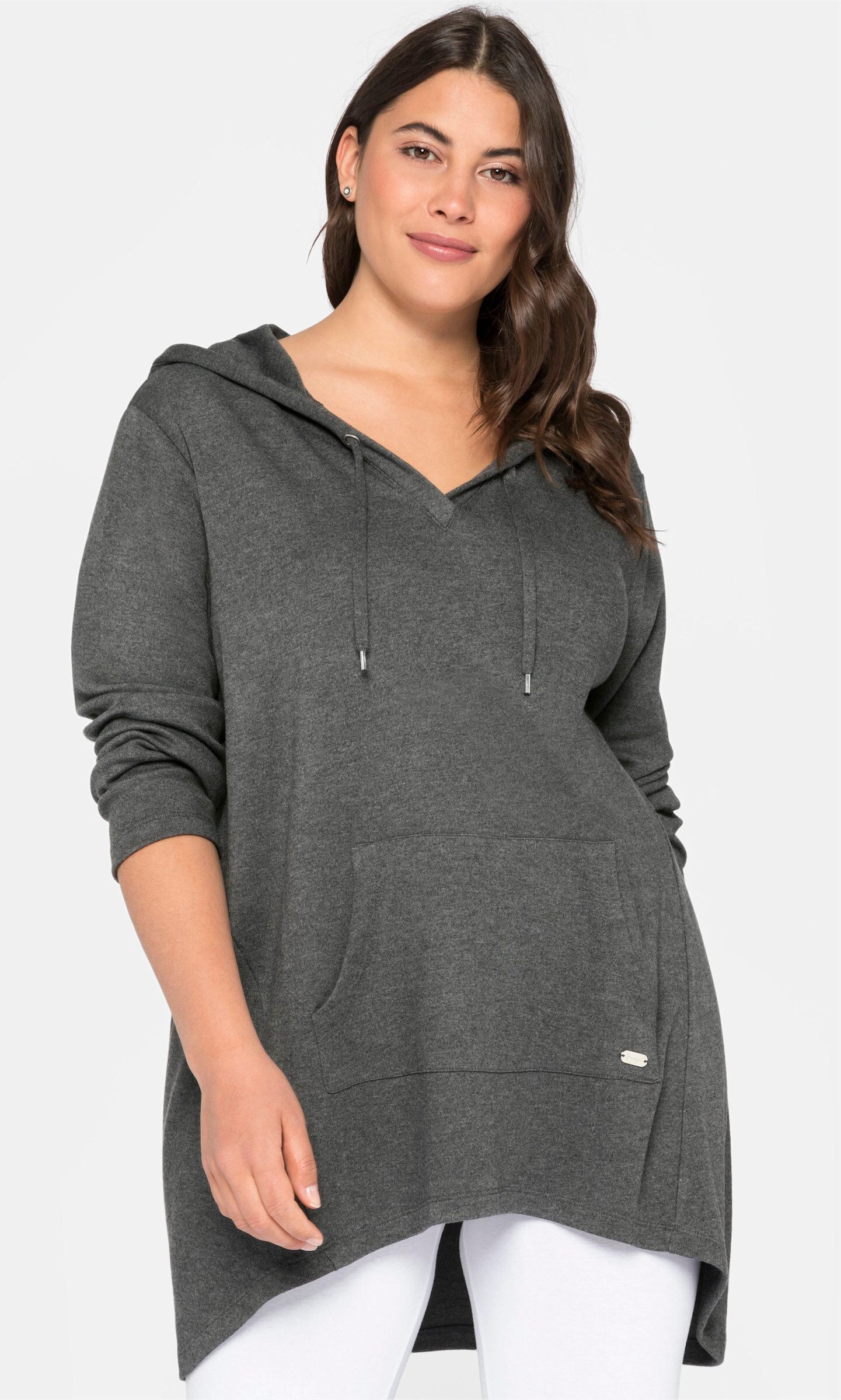 Sheego T-Shirt Longshirt . mit Kängurutasche, im Vokuhila-Schnitt günstig online kaufen