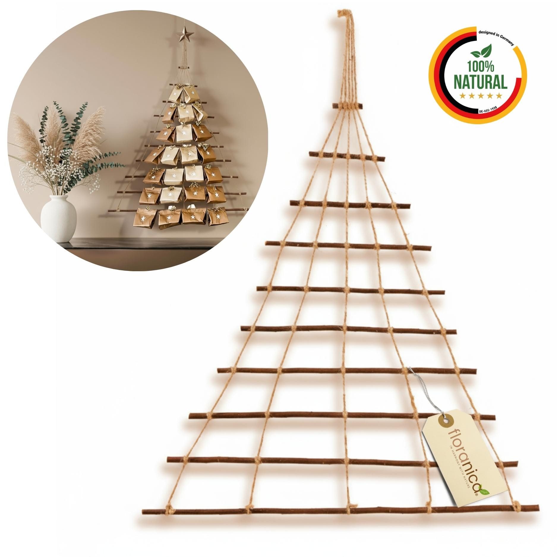 Floranica Hänge-Weihnachtsbaum Weihnachtsdeko für Wand & Tür Tannenbaum Weihnachtsschmuck (1 St., 70 cm Hoch), DIY Holzleiter für Календарі festliche Аксесуари для будинку Weihnachtsbaum