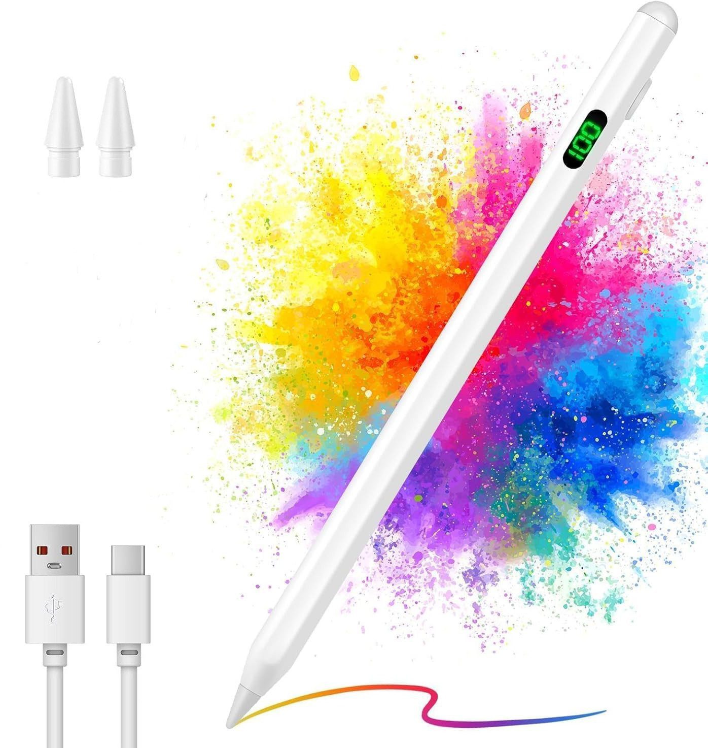 Toomoke Eingabestift  Stylus Pen für Touchscreen, Aktiver Universal Stylus Stift (Kompatibel mit iPad/iPhone/Samsung & Anderen iOS/Android Smartphone Tablet Geräten Tablet Stift mit Power Display)