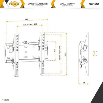 RICOO N2122 TV-Wandhalterung, (bis 42 Zoll, flach neigbar curved Fernseher Wand Halterung universal VESA 200 x 200)