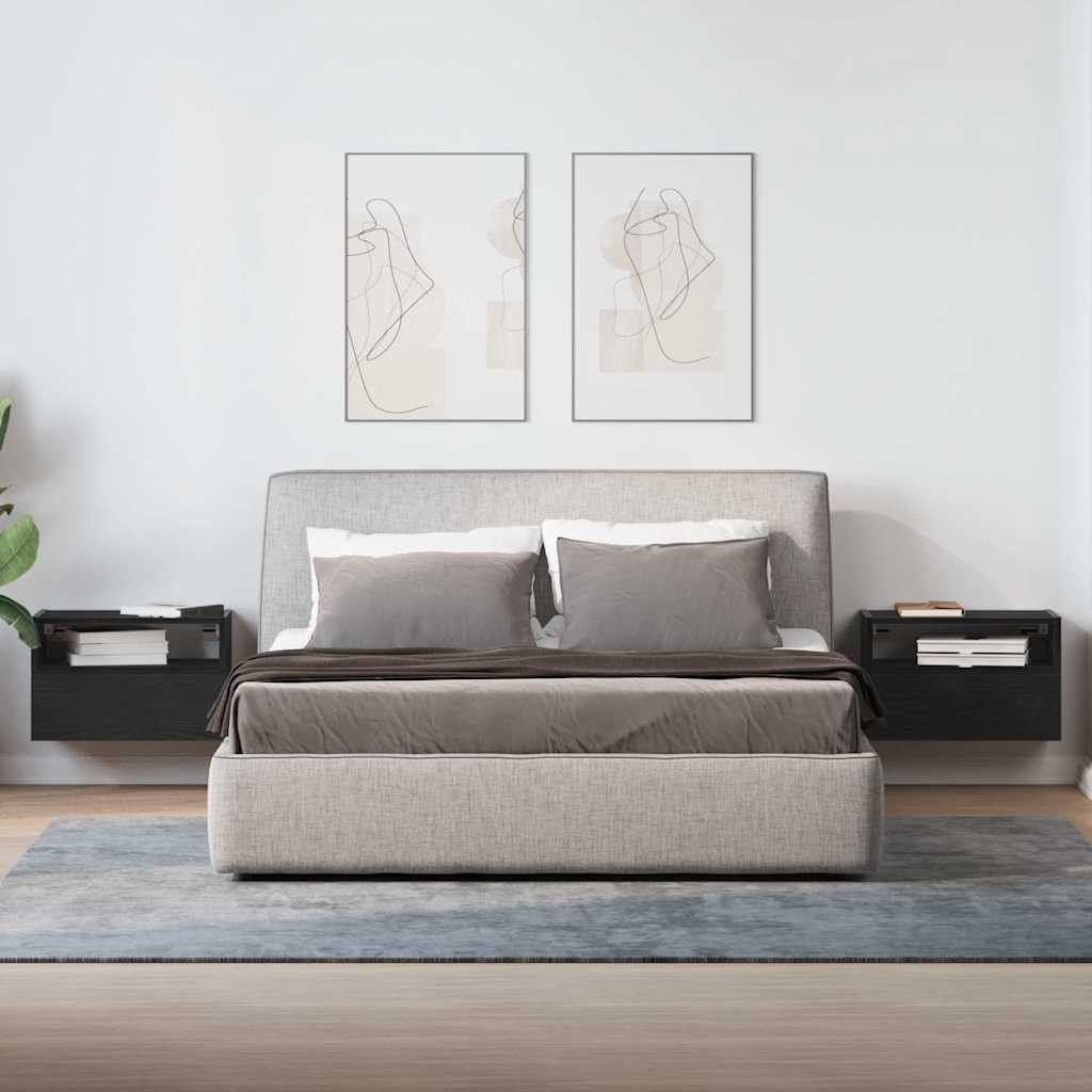 vidaXL Nachttisch Wand-Nachttische 2 Stk. Schwarz günstig online kaufen