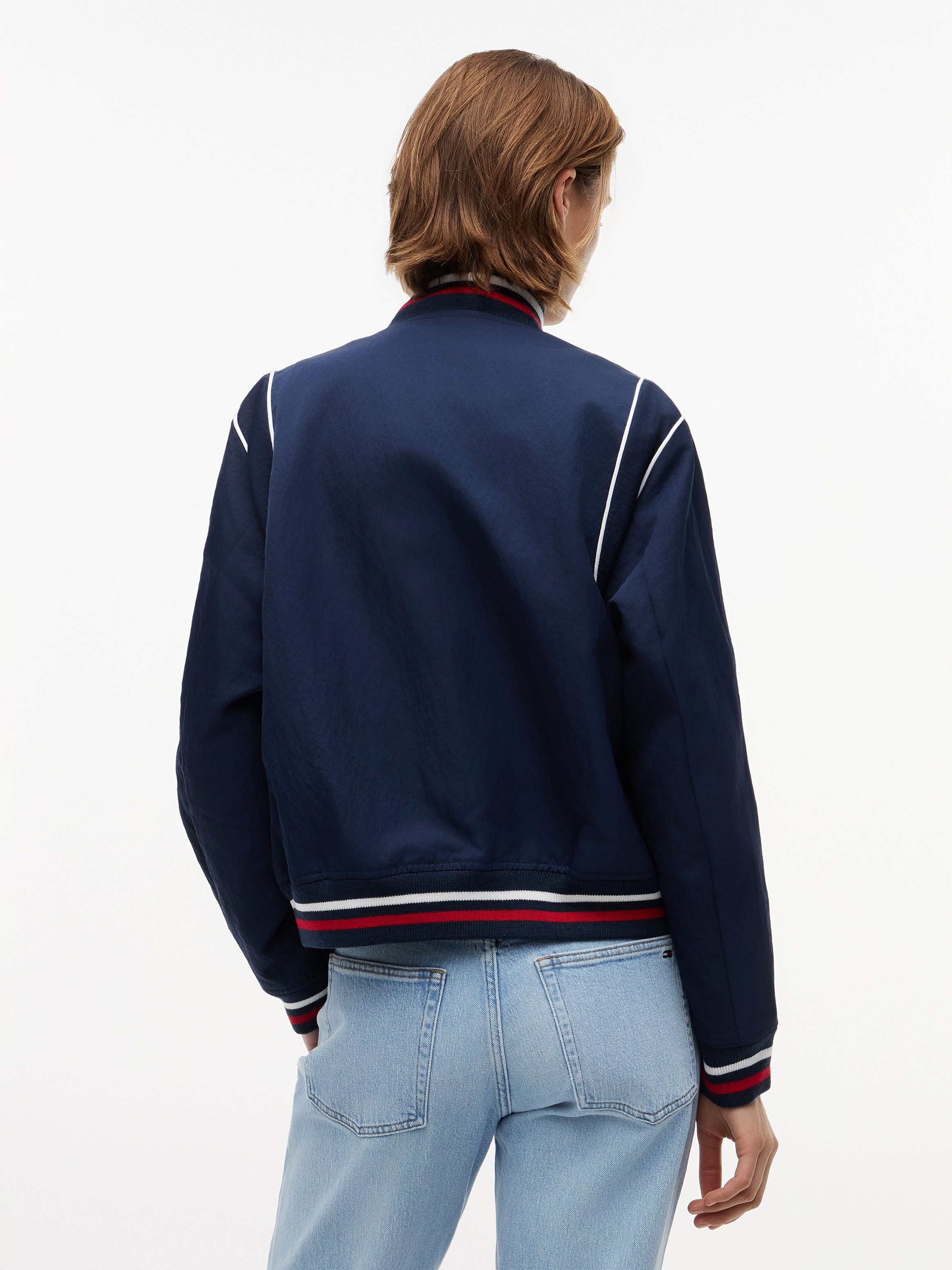 Tommy Jeans Collegejacke TJW CREST VARSITY JACKET Kunstfaser, Baseball-Kragen, im College Stil