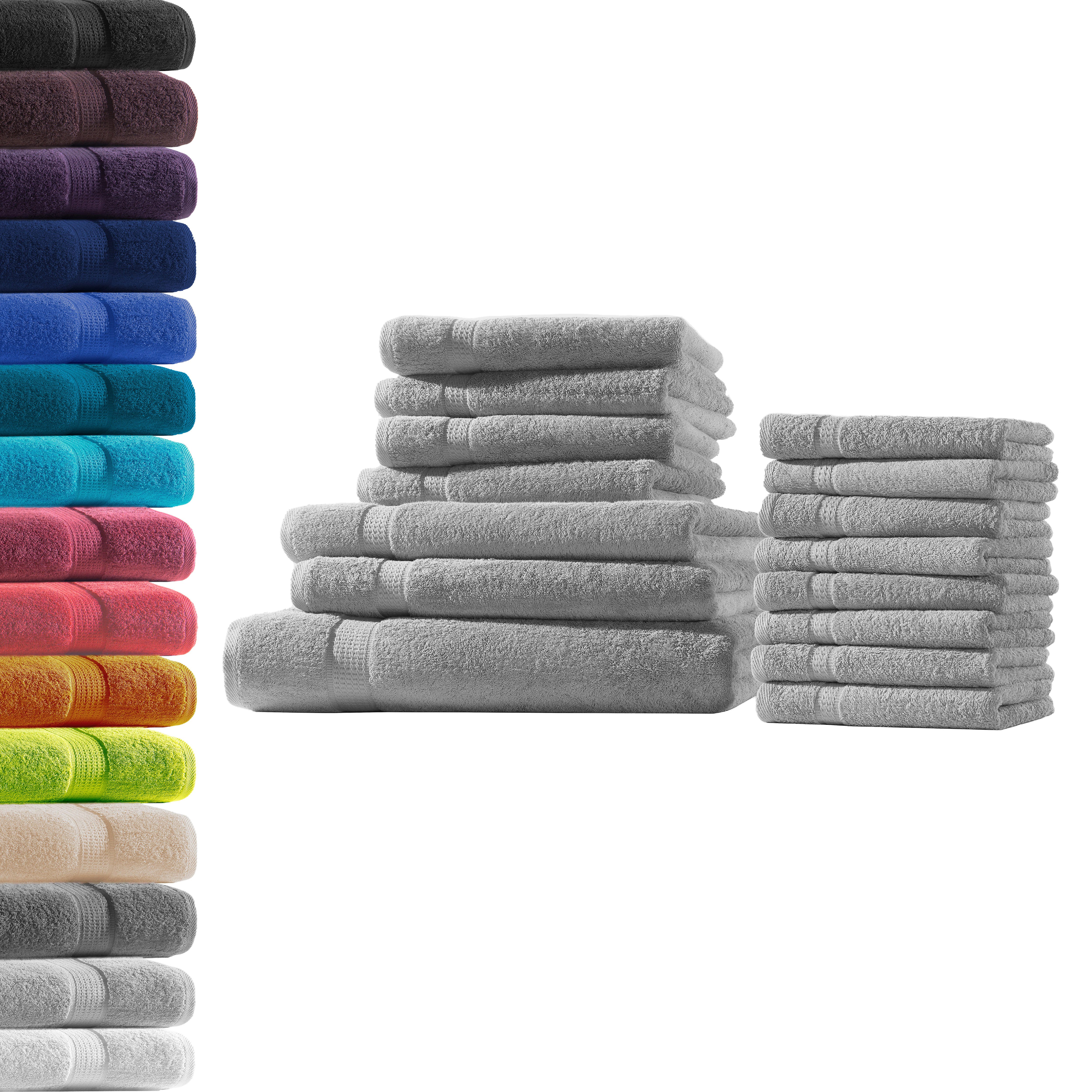 Hometex Premium Textiles Handtuch in Premium Qualität 500 g/m², Feinster Frottier-Stoff 100% Baumwolle, 1x Badetuch + 2 Duschtuch + 4 Handtuch + 8 gastetuch, weich, saugfähig, extra schwer & flauschig