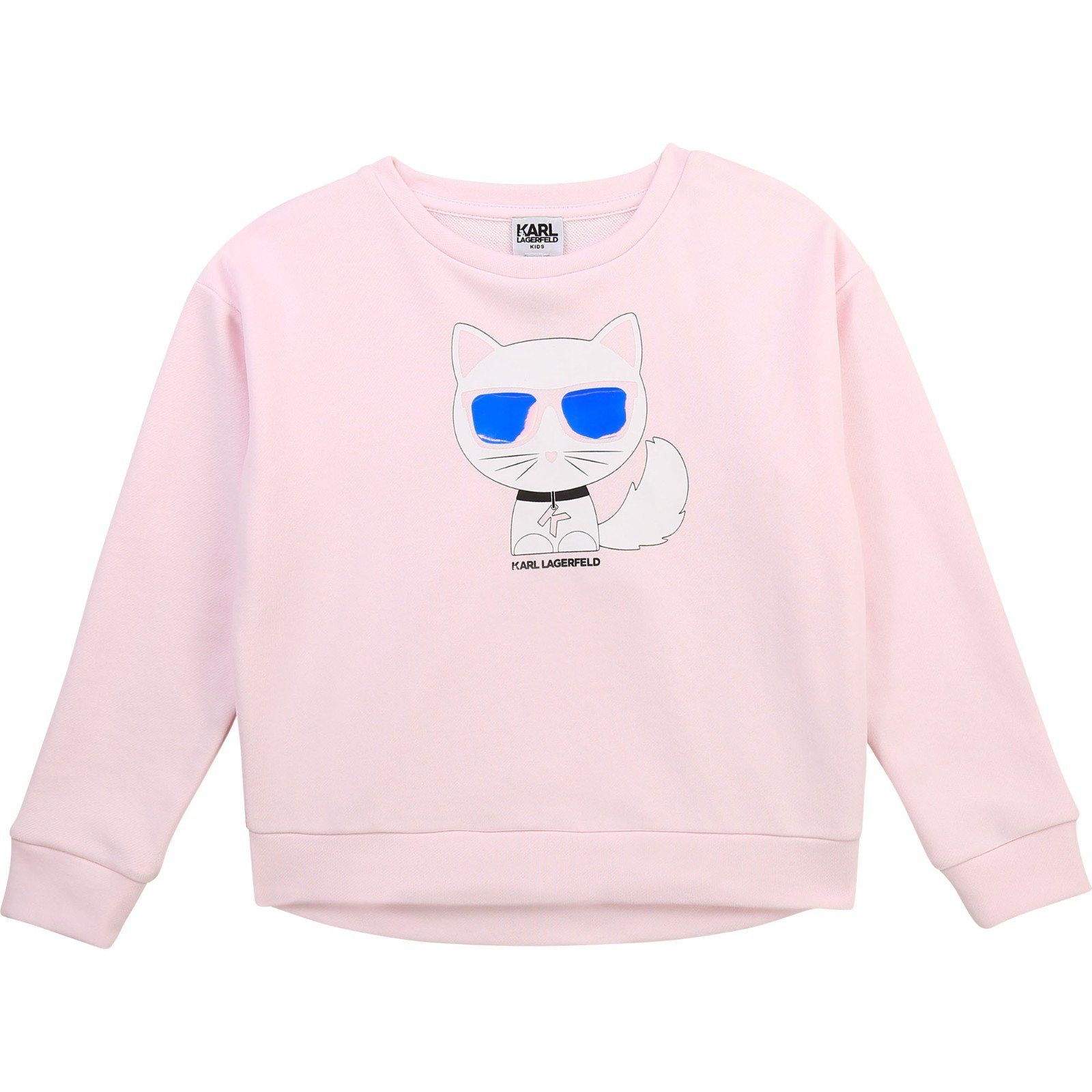 KARL LAGERFELD Sweatshirt Karl Lagerfeld Sweatshirt rosa Katze Choupette irisierend Logo