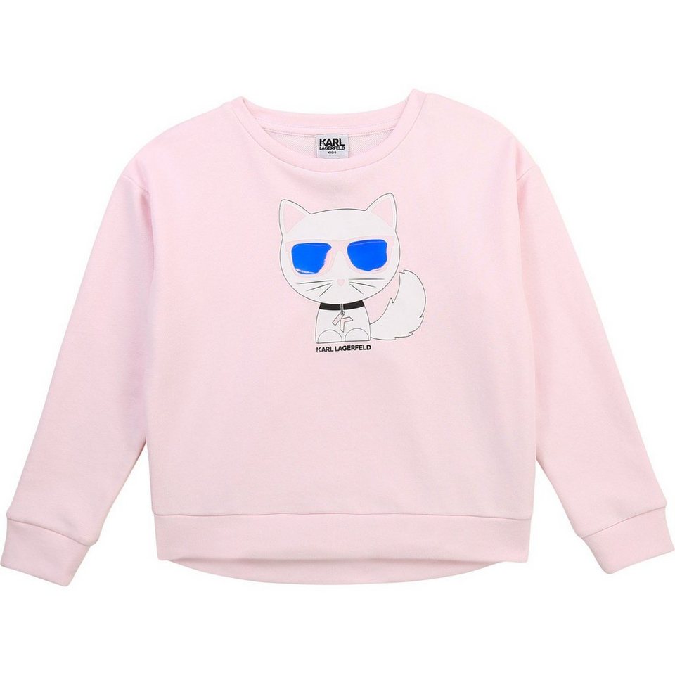 KARL LAGERFELD Sweatshirt Karl Lagerfeld Sweatshirt rosa Katze Choupette  irisierend Logo