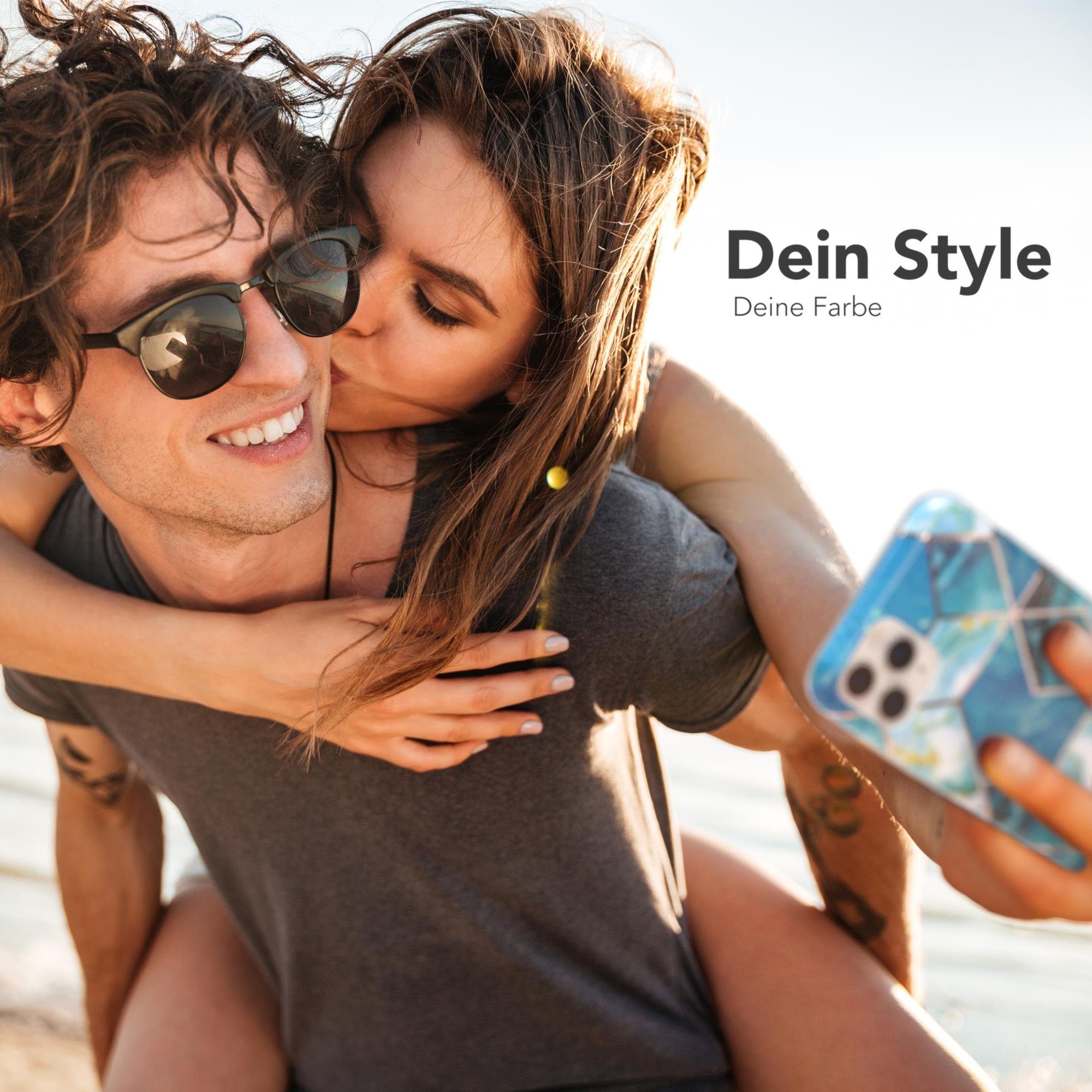 EAZY CASE Handyhülle IMD Motiv Cover für Apple iPhone 11 Pro 5,8 Zoll, Etui Silikonhülle Dünn Design Ultra Case kratzfest Marmor Blau Grün