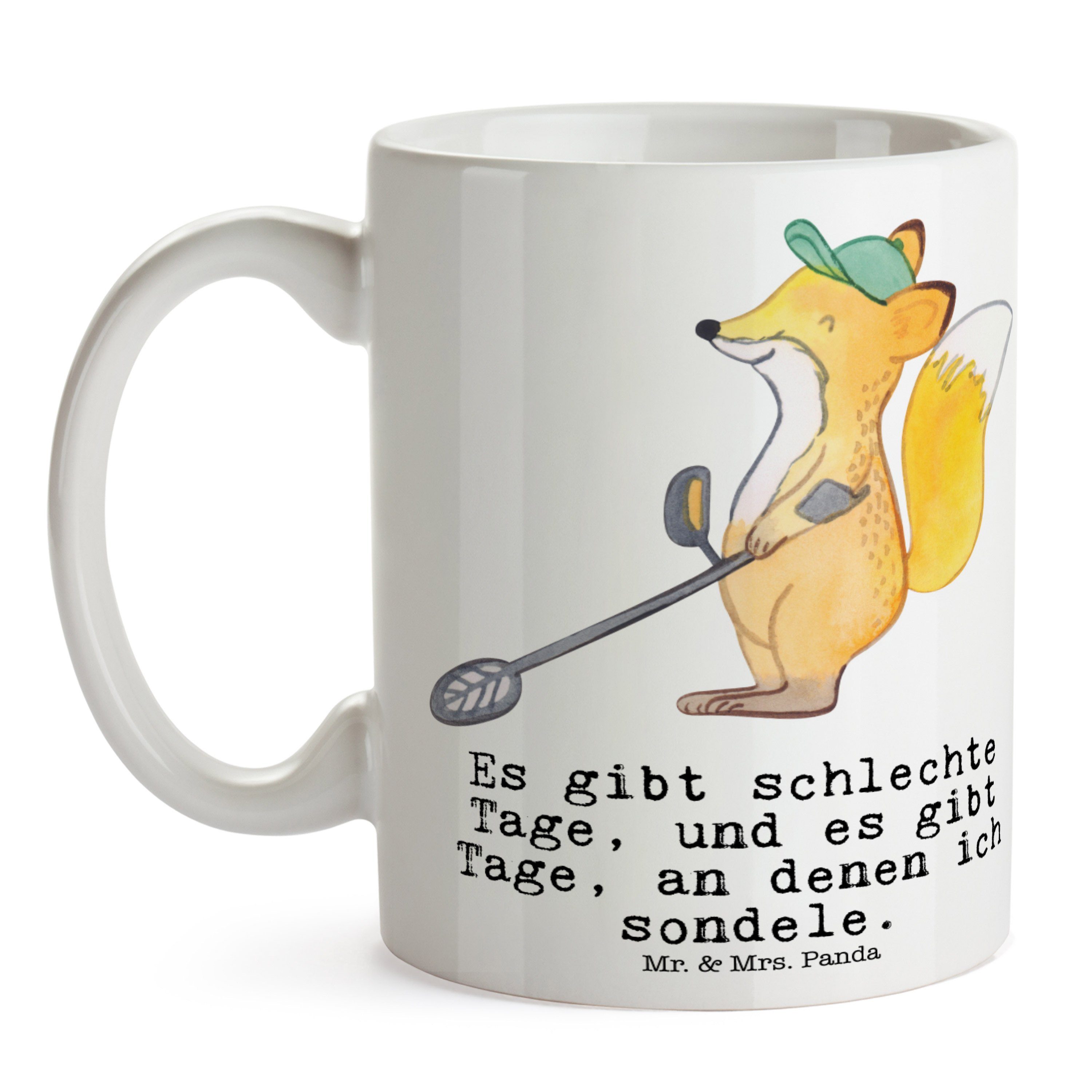 Mrs. - Tage Weiß Geschenk, such, & Metalldetektor Panda Fuchs Tasse Münzen Schatzsuche, Keramik - Mr.