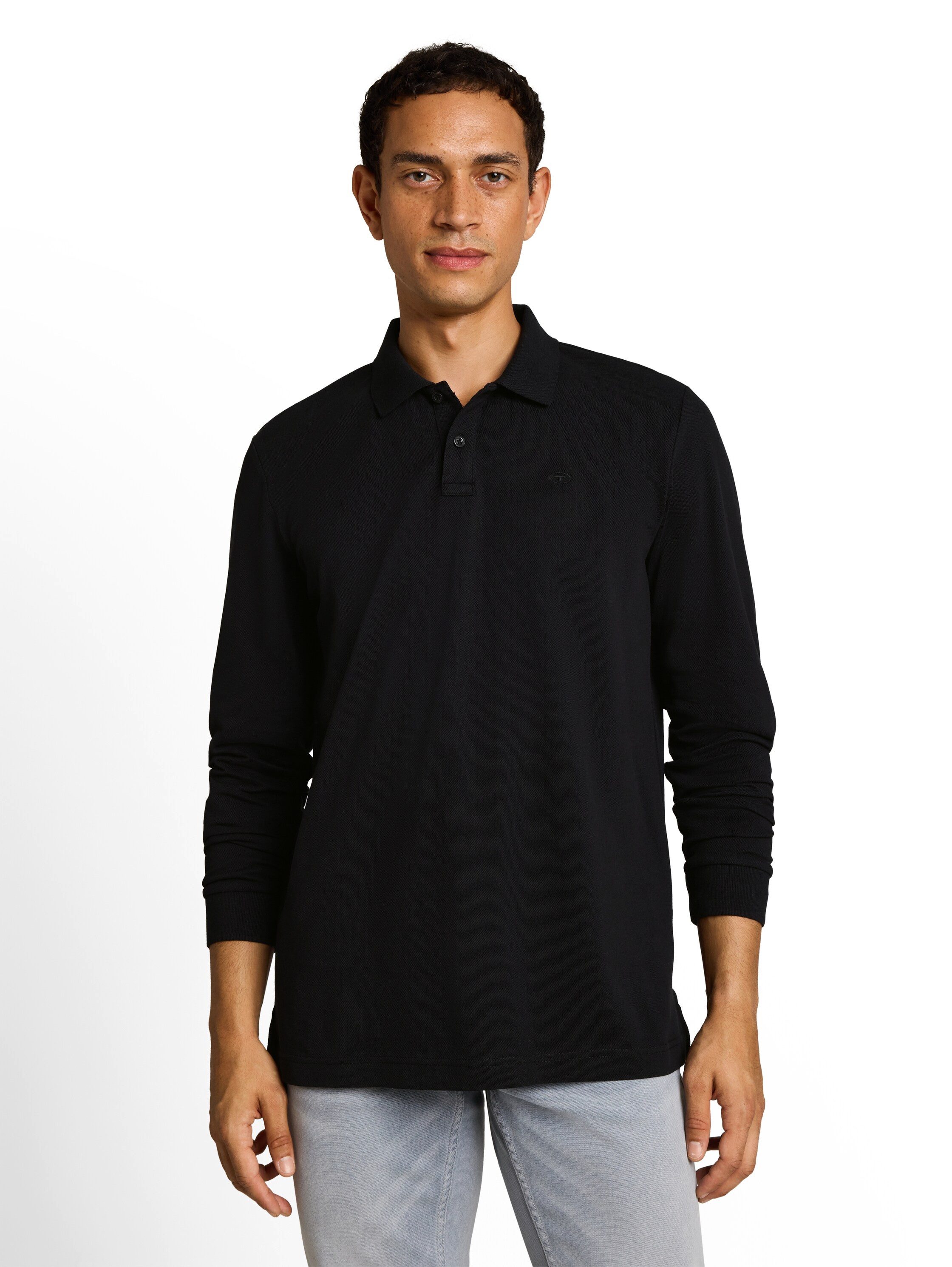 TOM TAILOR Langarm-Poloshirt mit Logo-Stickerei