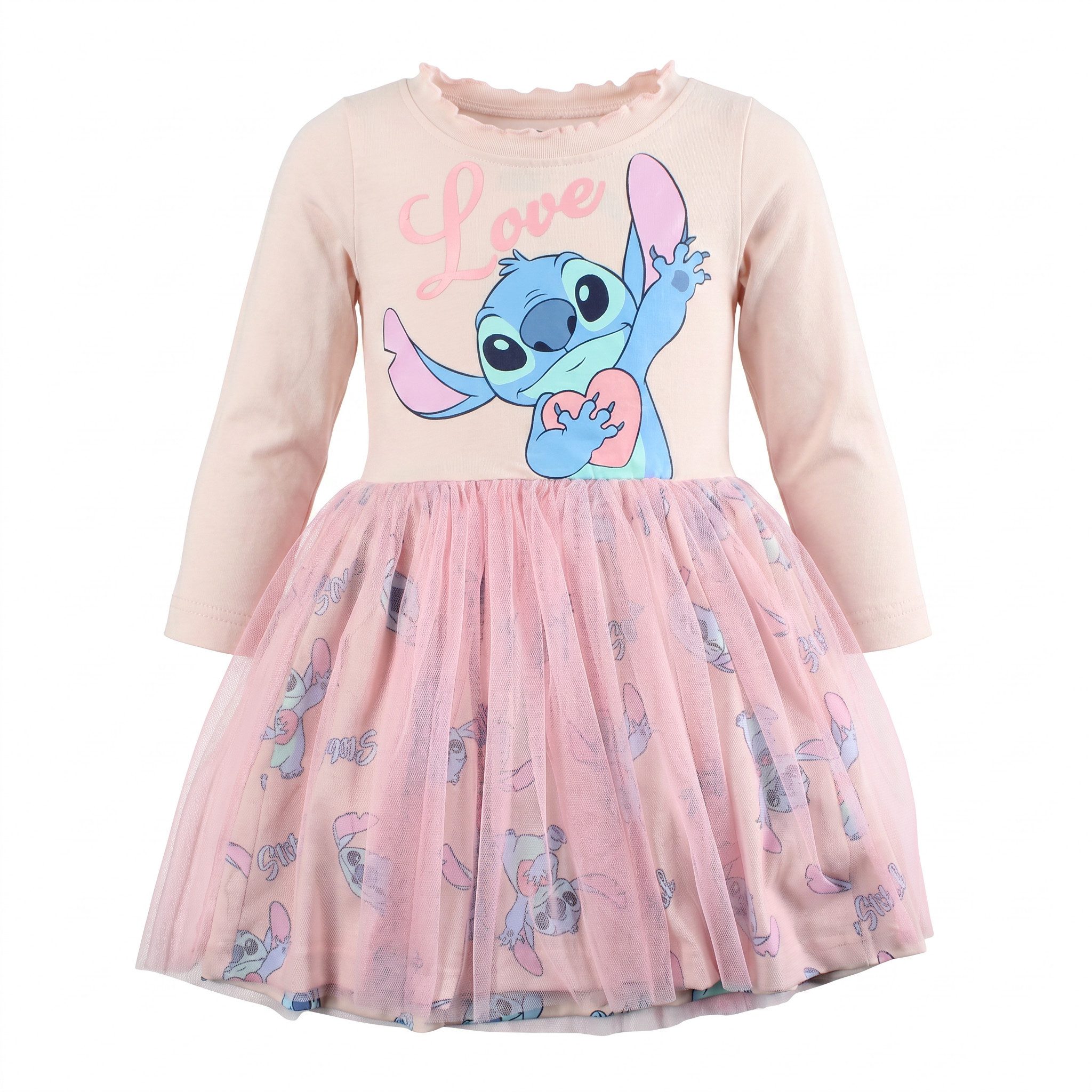 Disney Tüllkleid Disney Lilo und Stitch Kinder Mädchen langarm Kleid Gr 92-128