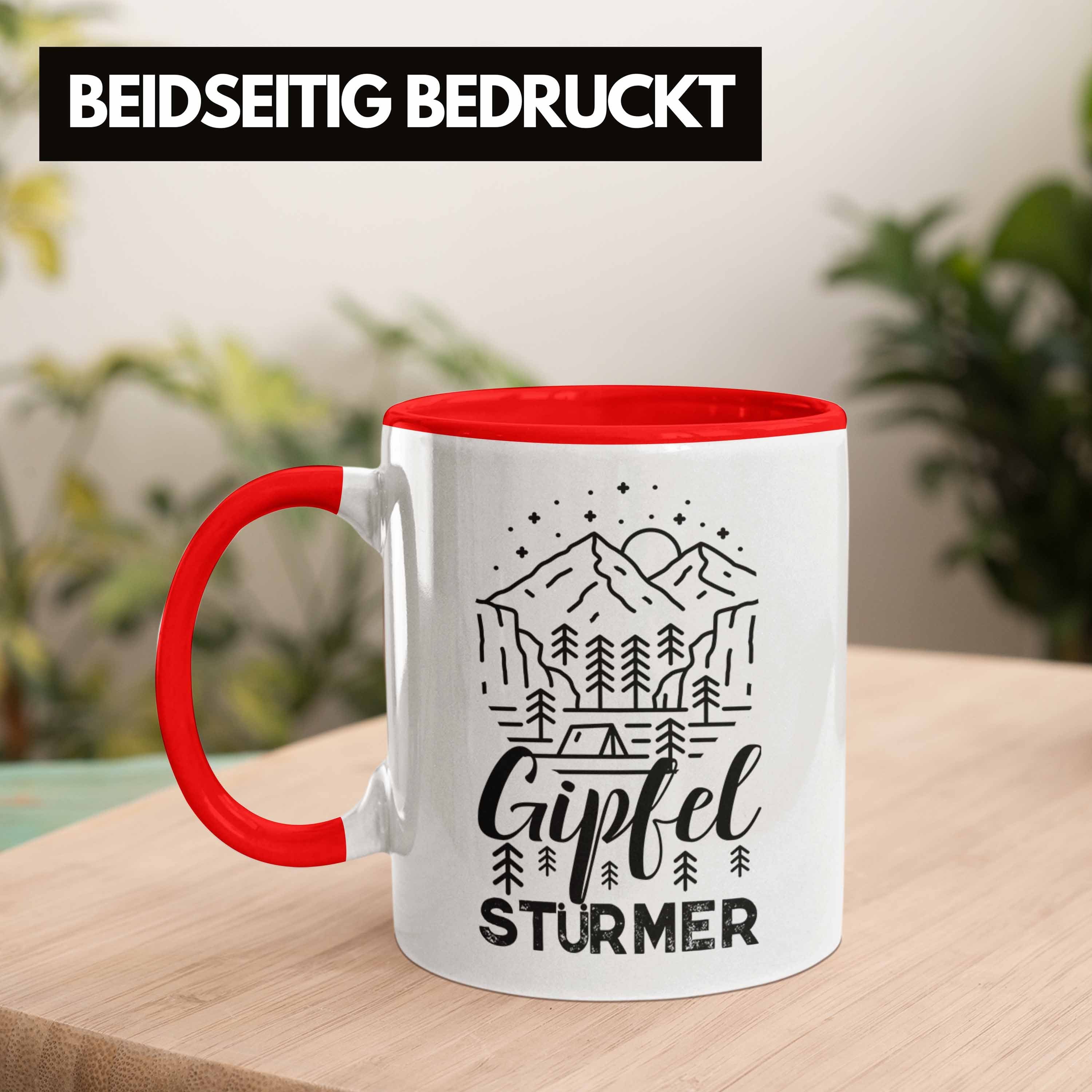 Trendation Tasse Trendation - Gipfel Geschenk Stürmer Rot Wanderer Wandern Tasse Berge Geschenkidee