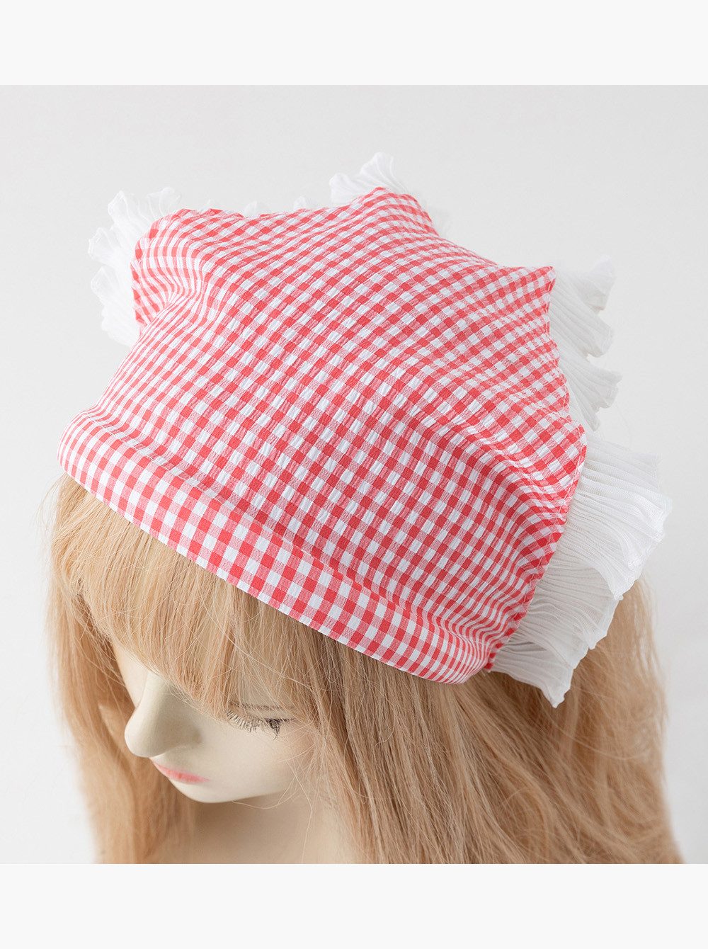 axy Haarreif mit integriertem Dreiecks-Kopftuch mit Spitze, Damen Dreieck Bandana Haarschal Oktoberfest Magd-Kostüm