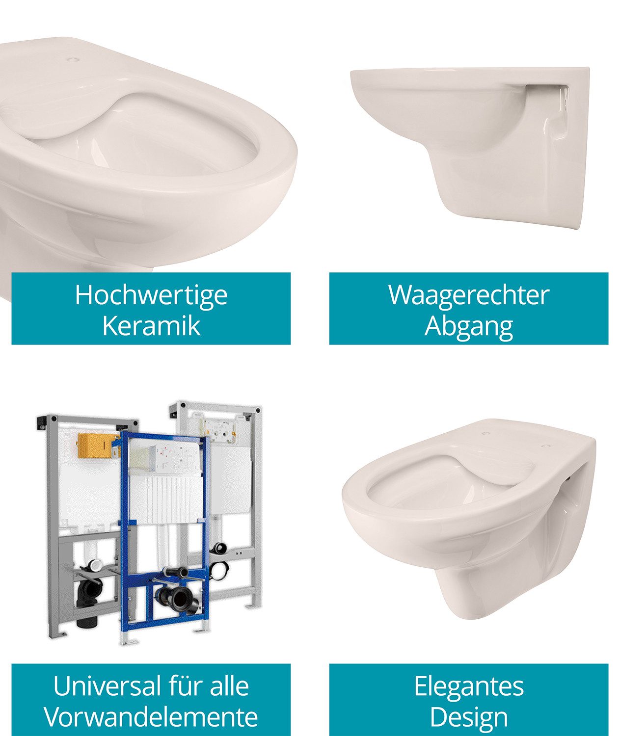 Calmwaters Tiefspül-WC Wand-WC spülrandlos, wandhängend, Abgang Waagerecht, Pergamon, 08AB6147