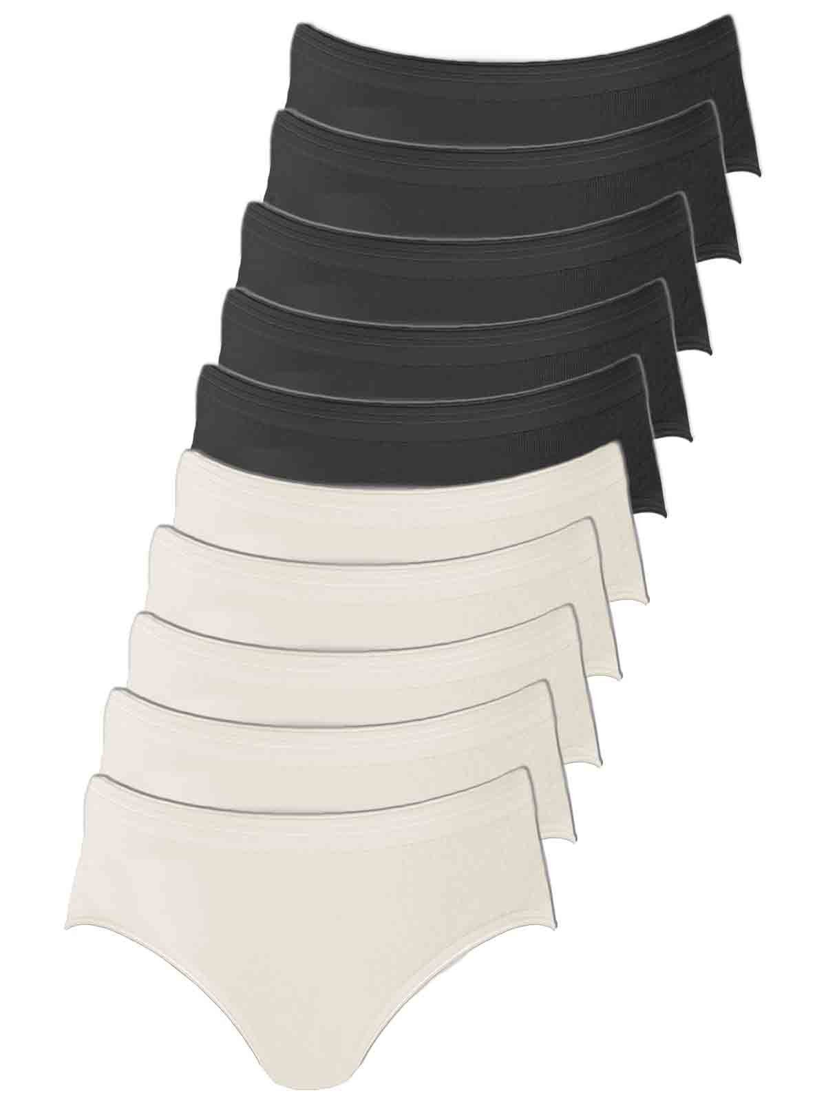 COMAZO Hüftslip 10er Pack Damen Hüftslip (Packung, 10-St) Zwickel offwhite-schwarz