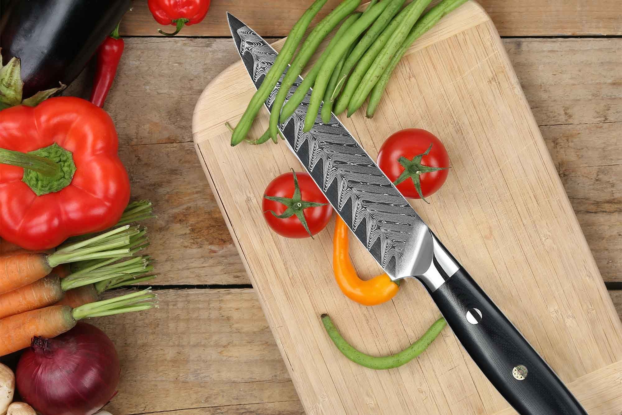 Damaskus mit cm Muxel Gemüsemesser Stahl, perfekt Gemüsemesser, Das ausbalanciert 13 Klinge Allzweckmesser