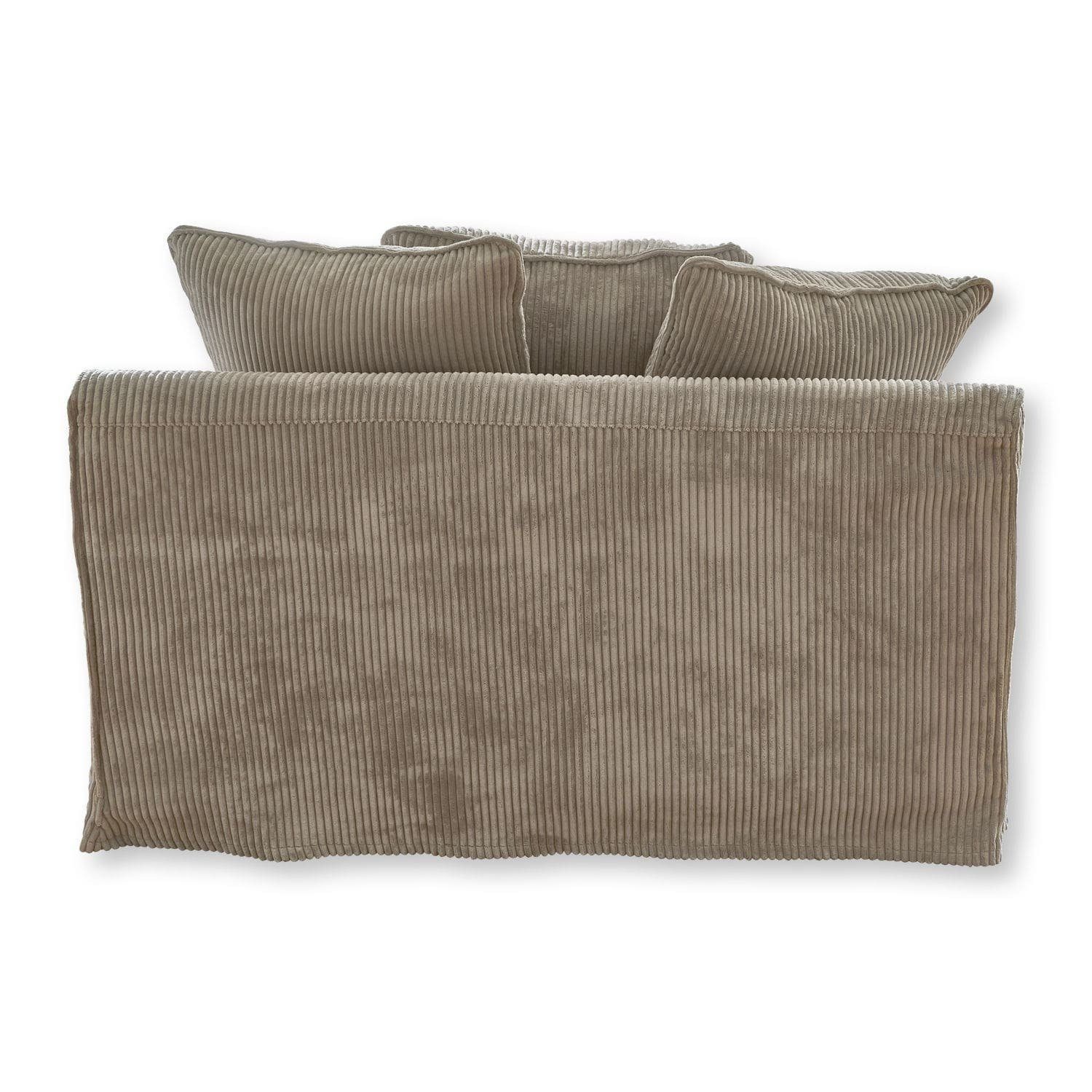 Mirabeau Sofa raffiniertes Sofa Monaco mit Kordstruktur und Zierkissen grau, kompakt & bequem, inkl. 3 Zierkissen, abnehmbare Bezüge, Sofa, Couch, Kordsofa, Kedernaht, B 130cm, H 80cm, T 95cm