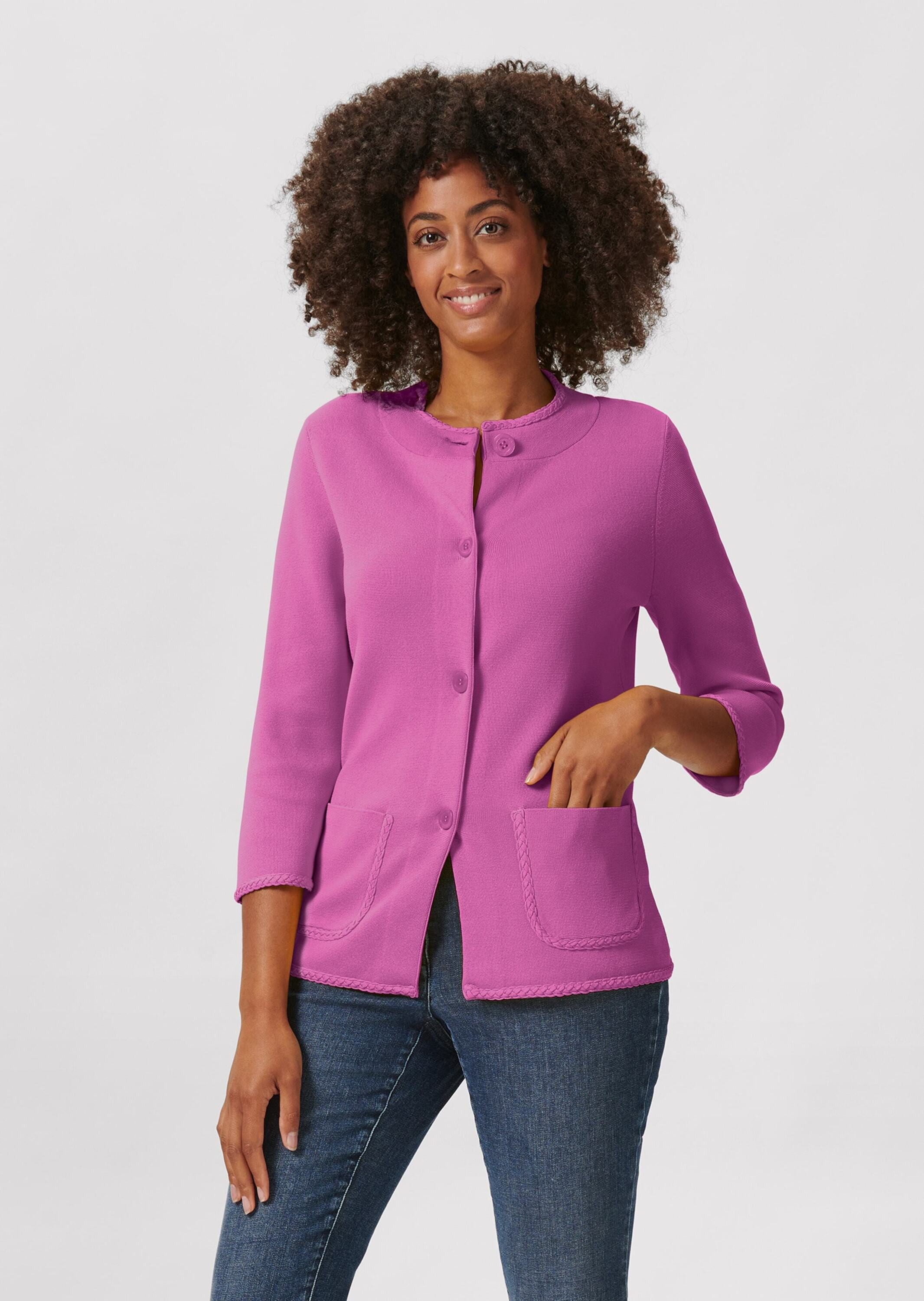 Strickjacke Strickblazer mit Flechtung