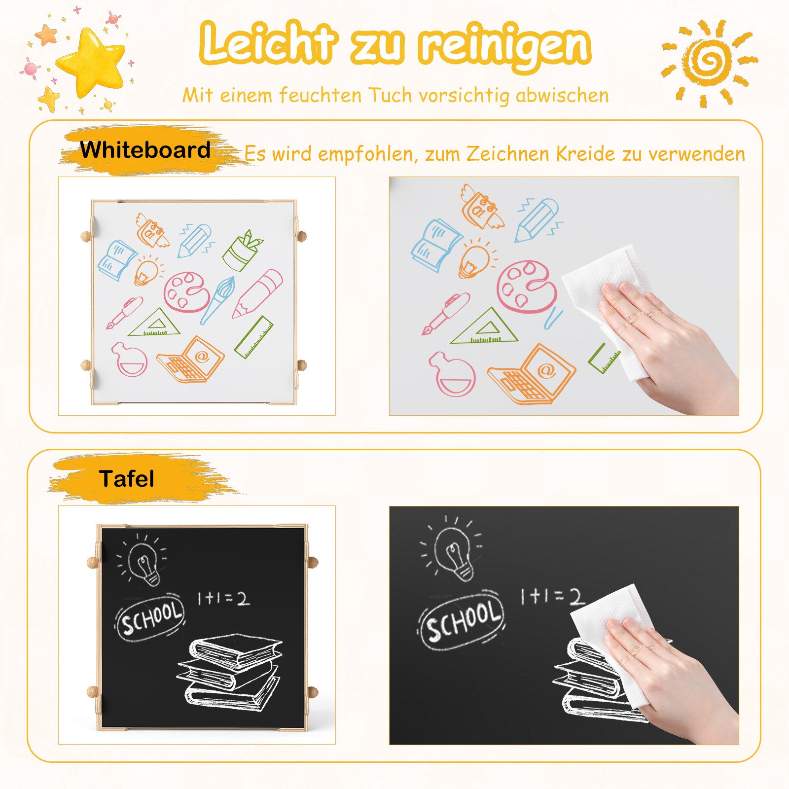 COSTWAY Children's Seating Set, Children's Table with 2 Chairs, 4-in-1 Activity Table