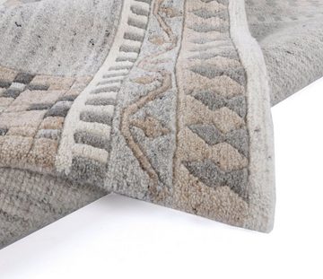 Wollteppich Royal Natur 6030, THEKO, rechteckig, Höhe: 14 mm, reine Wolle, handgetuftet, mit Bordüre