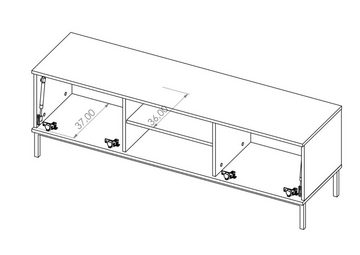 Beautysofa TV-Schrank Pula II (RTV Schrank 150 cm mit Metallgestell, Lowboard im modernes Stil) 2x Türen mit Klappe aus Gasantrieb