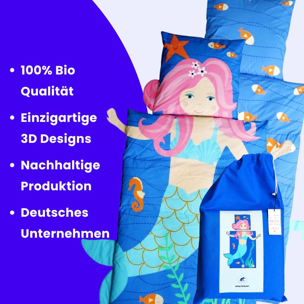 Surfing-Gorilla Kinderbettwäsche 3D-Optik- Bettbezug im Meerjungfrau günstig online kaufen