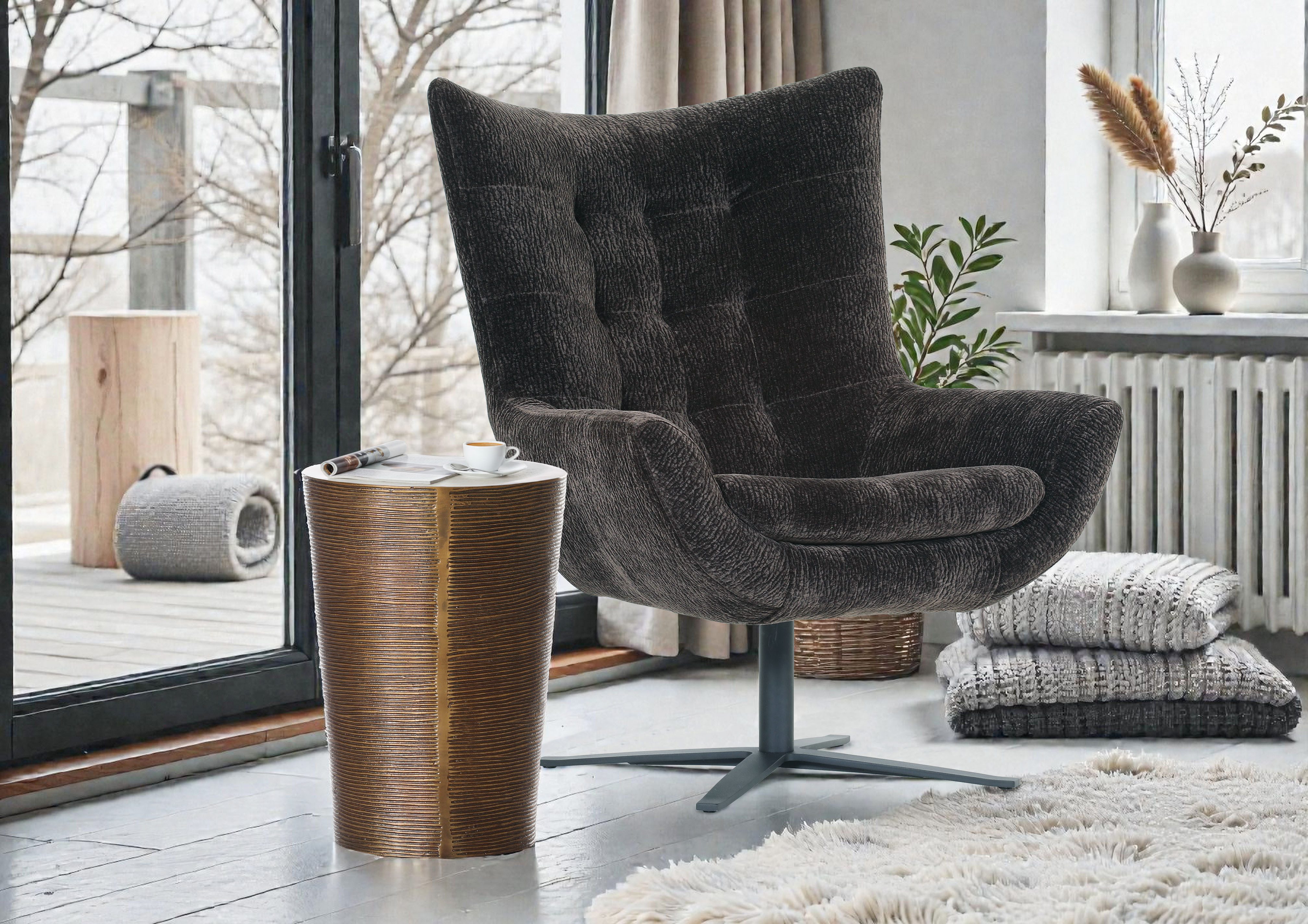 Gutmann Factory Beistelltisch Coffee, Bestelltisch, rund Ø 31 cm, Couchtisch mit dekorativen Zierfräsungen