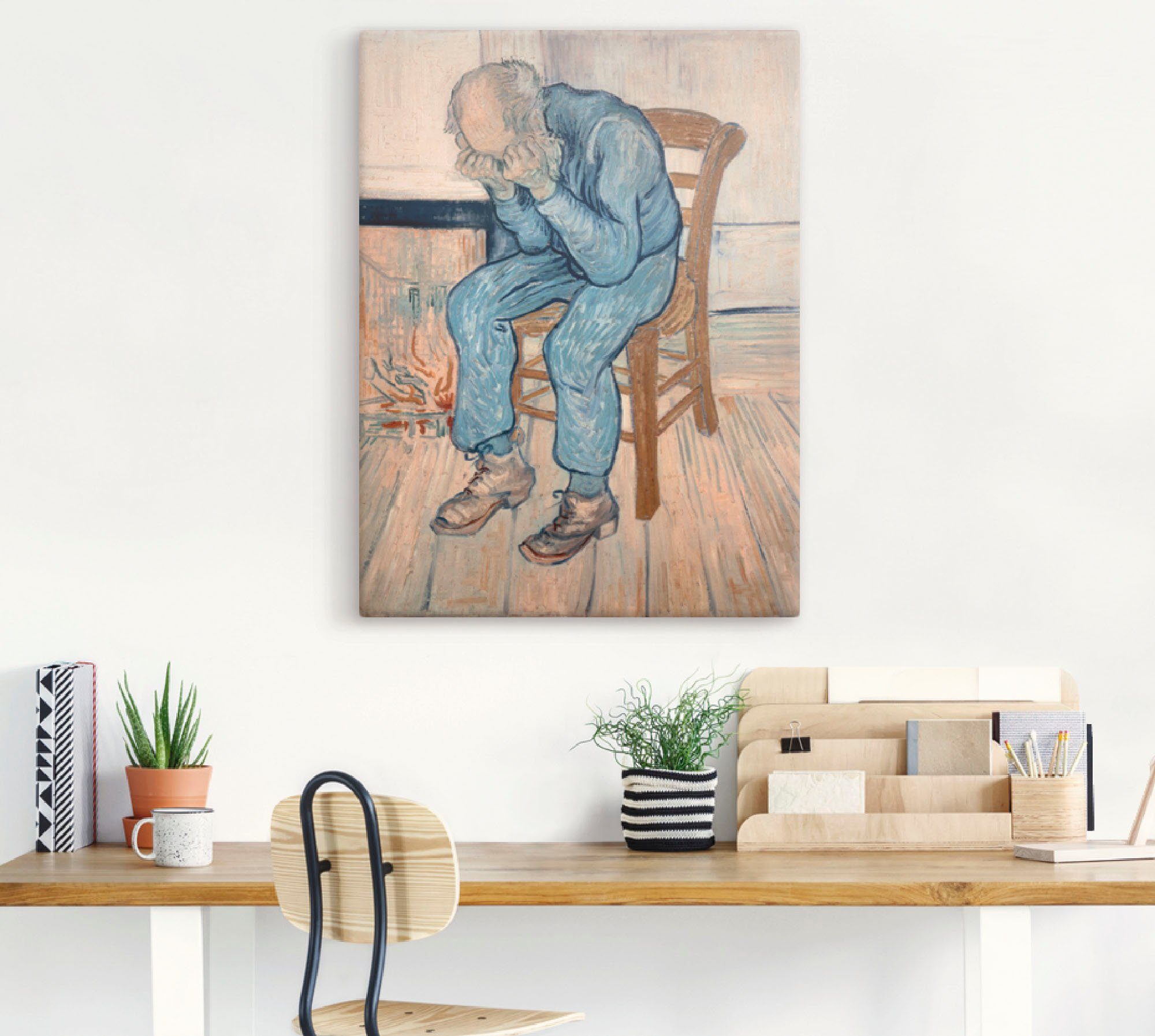 Artland Wandbild Trauernder alter Mann. in Wandaufkleber versch. Größen Mann St), 1890, oder Leinwandbild, Poster (1 als