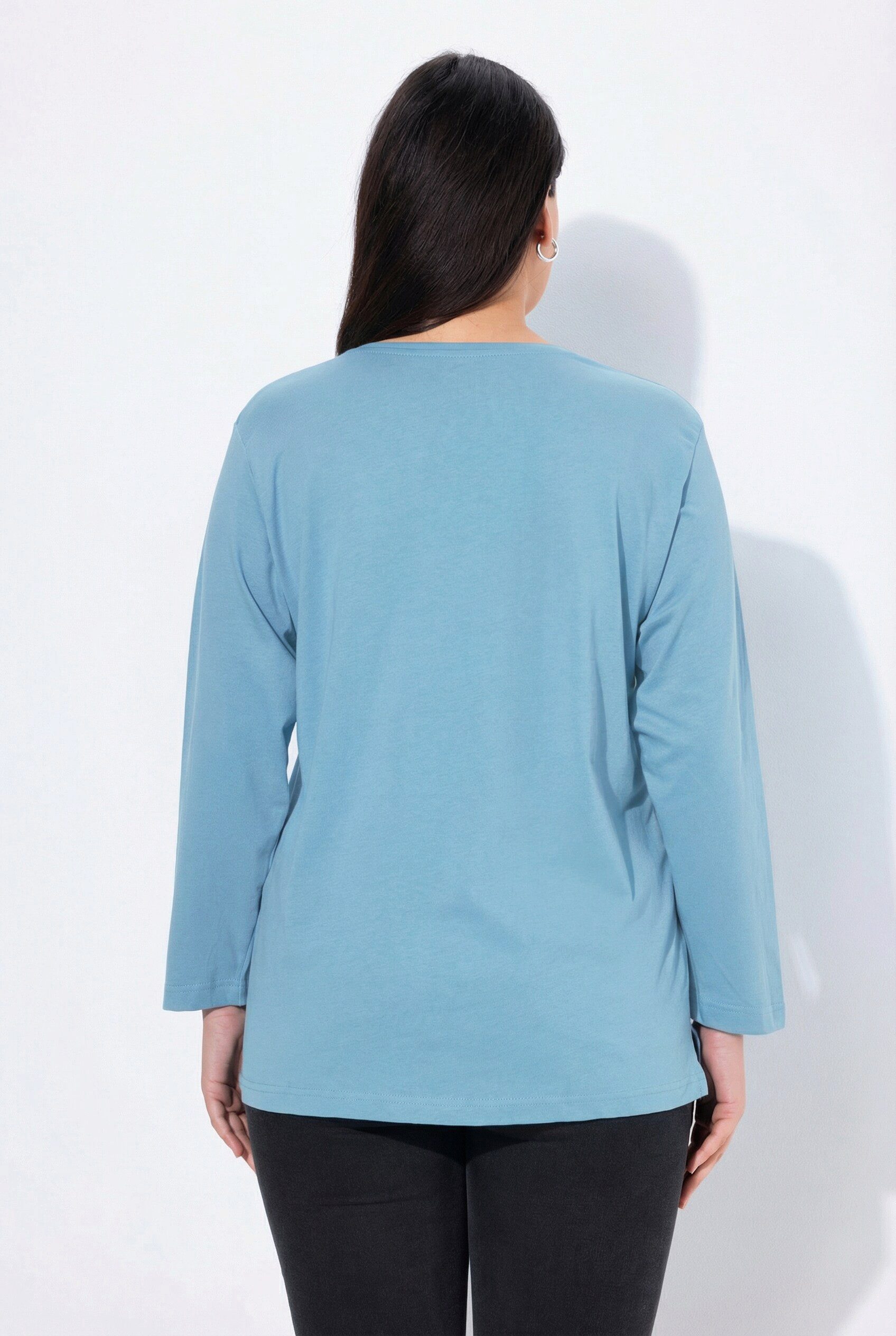 Ulla Popken T-Shirt Shirt V-Ausschnitt Relaxed Langarm – Bild 3 von 4