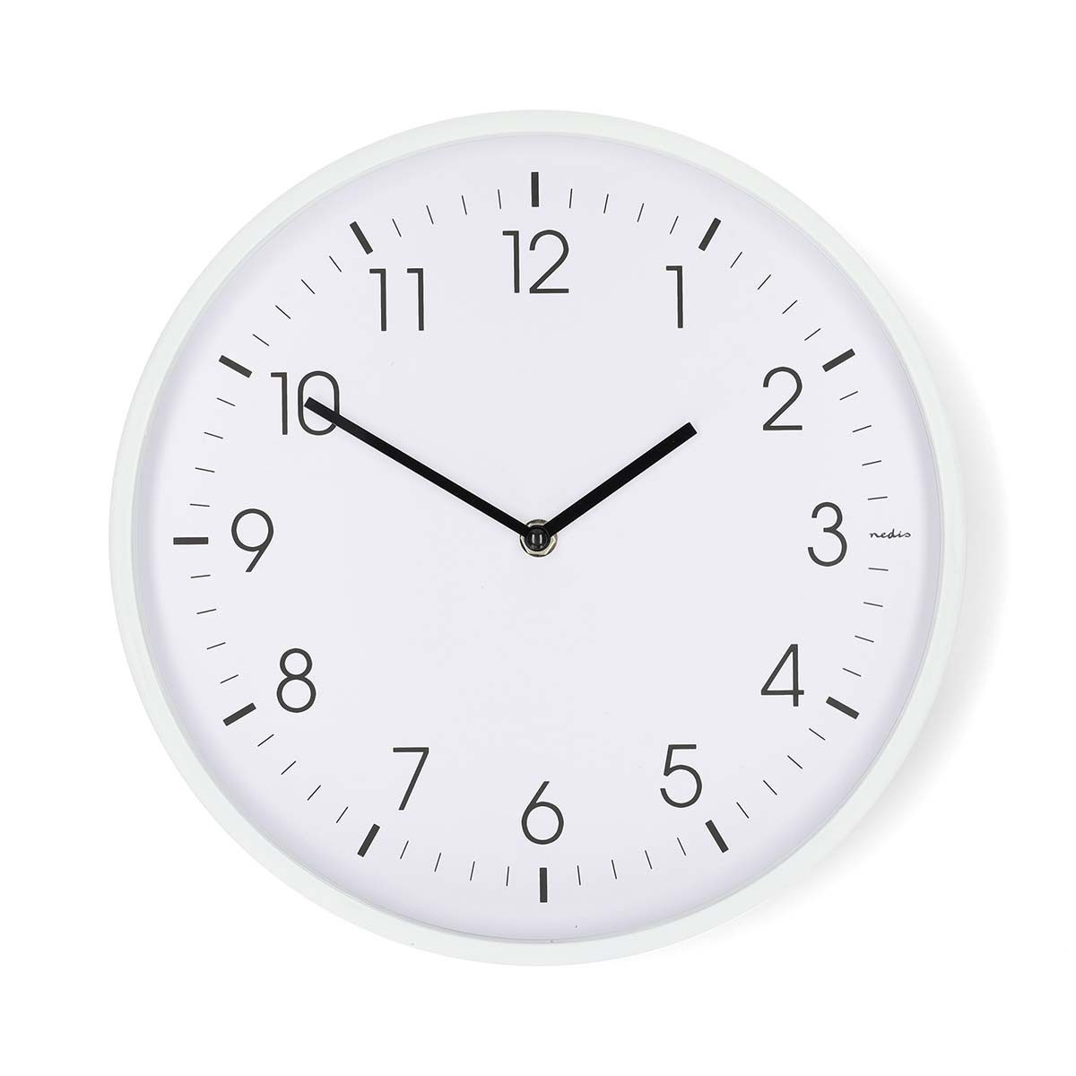 Nedis Wanduhr CLWA1226WT (leise Bewegung, präzises Quarzwerk, für Büro und Schlafzimmer)