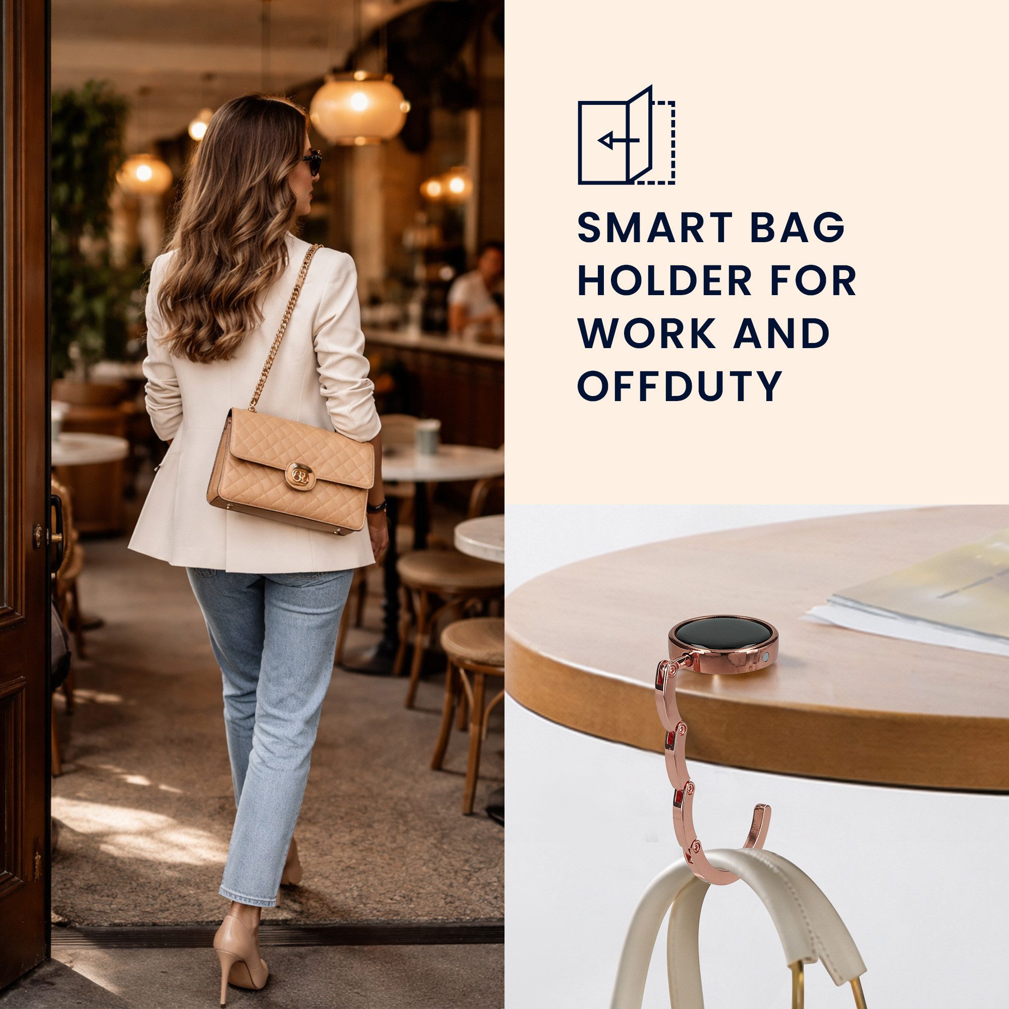 kwmobile Taschen-Halterung kwmobile Tisch Handtaschenhalter Haken, (2-tlg., 2x Faltbare Antirutsch Taschenhaken Halterung für Handtaschen)