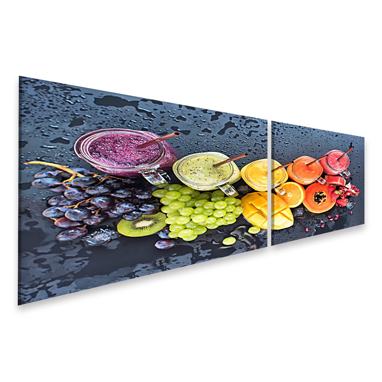 Leinwandbild Frische Farbe Säfte Smoothie Tropische Früchte Violett Grün Bilder