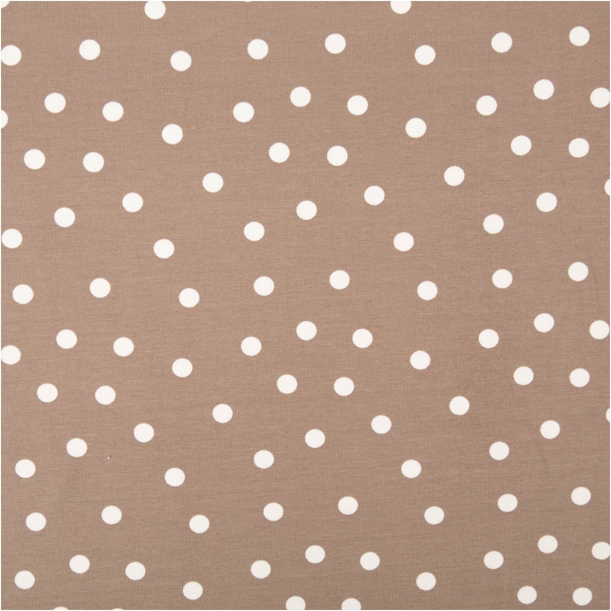 SCHÖNER LEBEN. Stoff Jersey Stoff Meterware Baumwolljersey Punkte beige weiß 150cm, allergikergeeignet