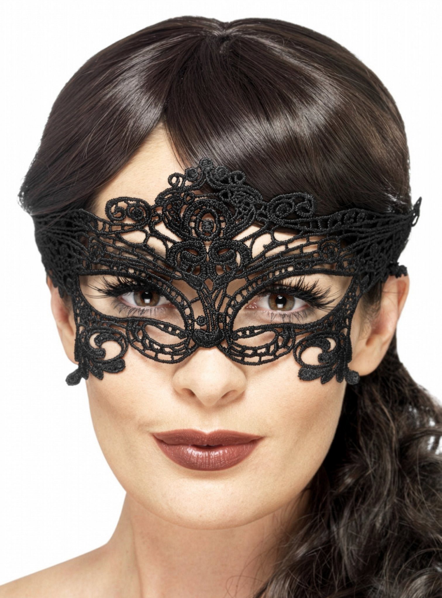 Verkleidungsmaske Schwarze Kostüm Spitzenmaske - Fasching Karneval