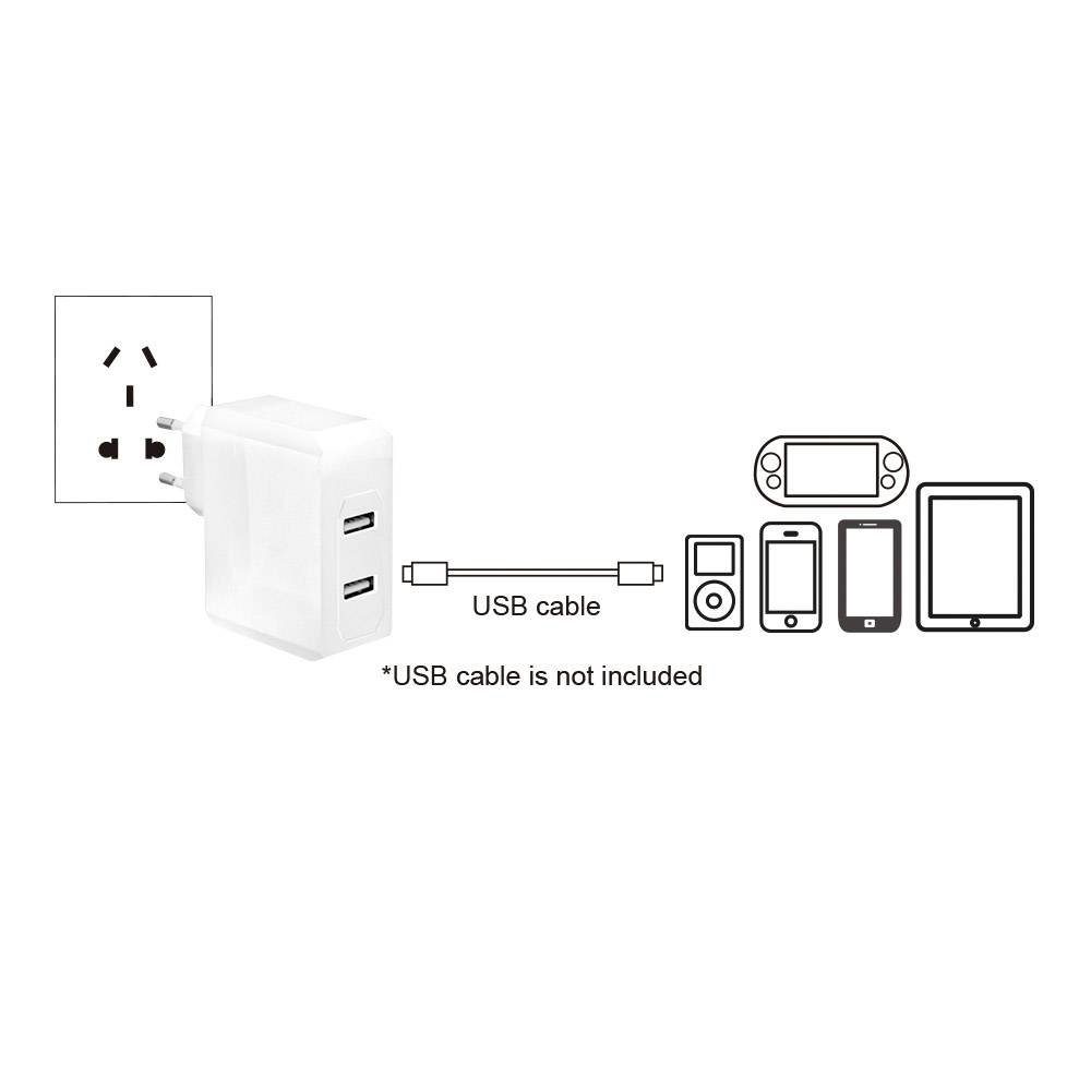 LogiLink Universal Adapter für die Steckdose, 2x USB-Port USB-Ladegerät