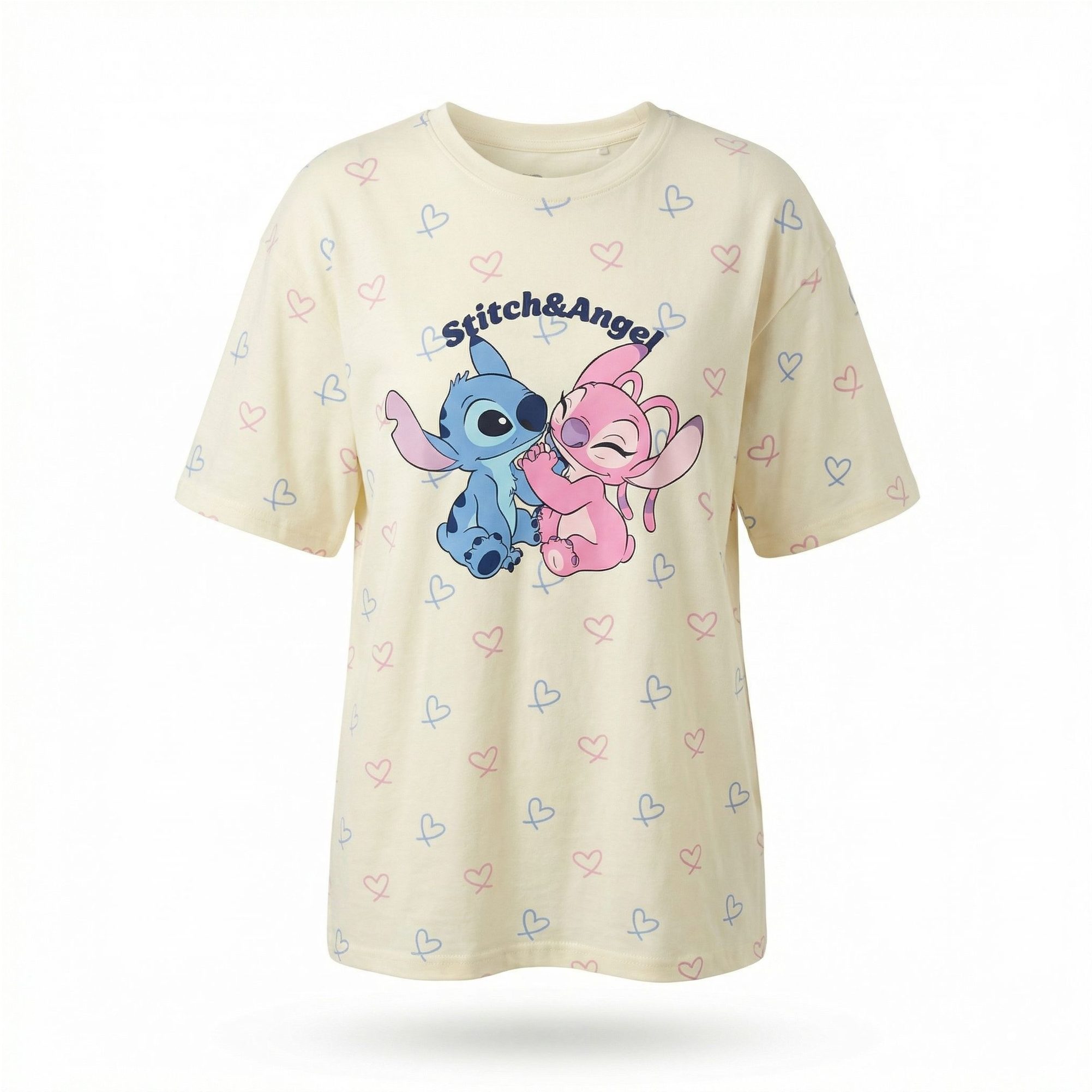 Disney Pyjamaoberteil Disney Lilo und Stitch Damen kurzarm Schlafshirt S-XL 100% Baumwolle