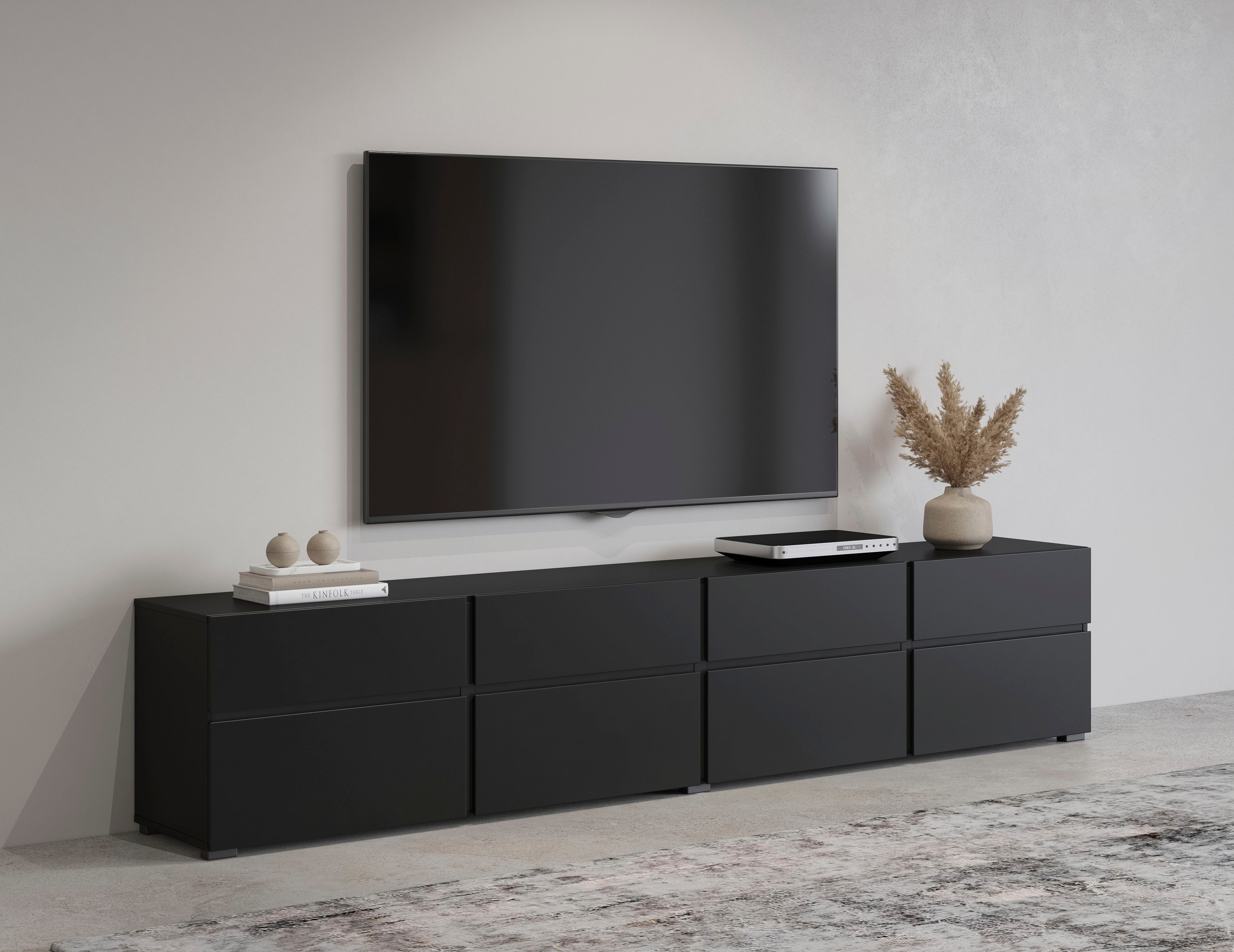 OTTO home Lowboard Cross, moderne grifflose TV-Kommode,4 Klappen/4 Schubkäs günstig online kaufen