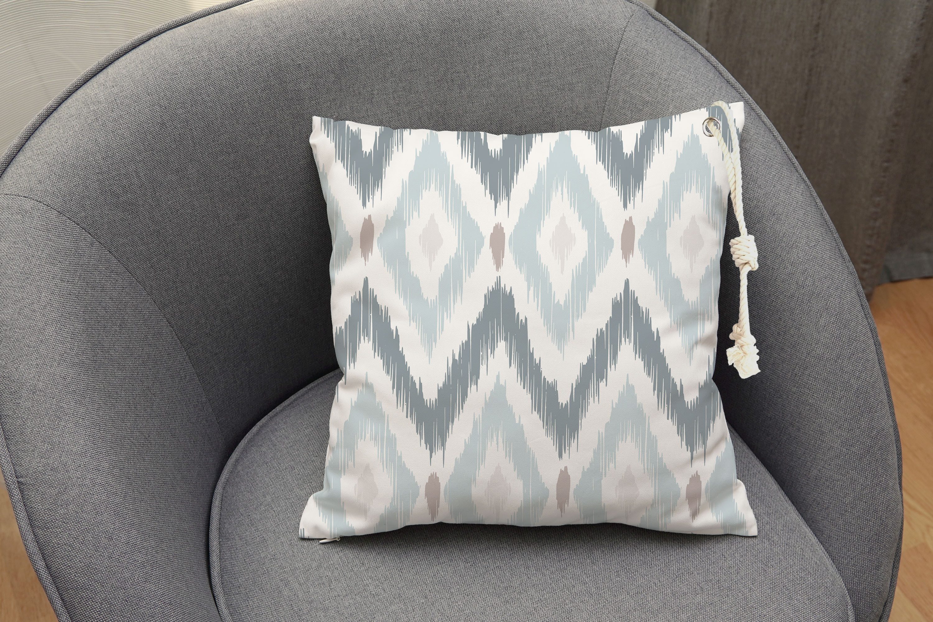 queence Декоративные подушки Wellenmuster in Pastellfarben, Outdoor-Kissen mit Öse und dicker Stoffkordel