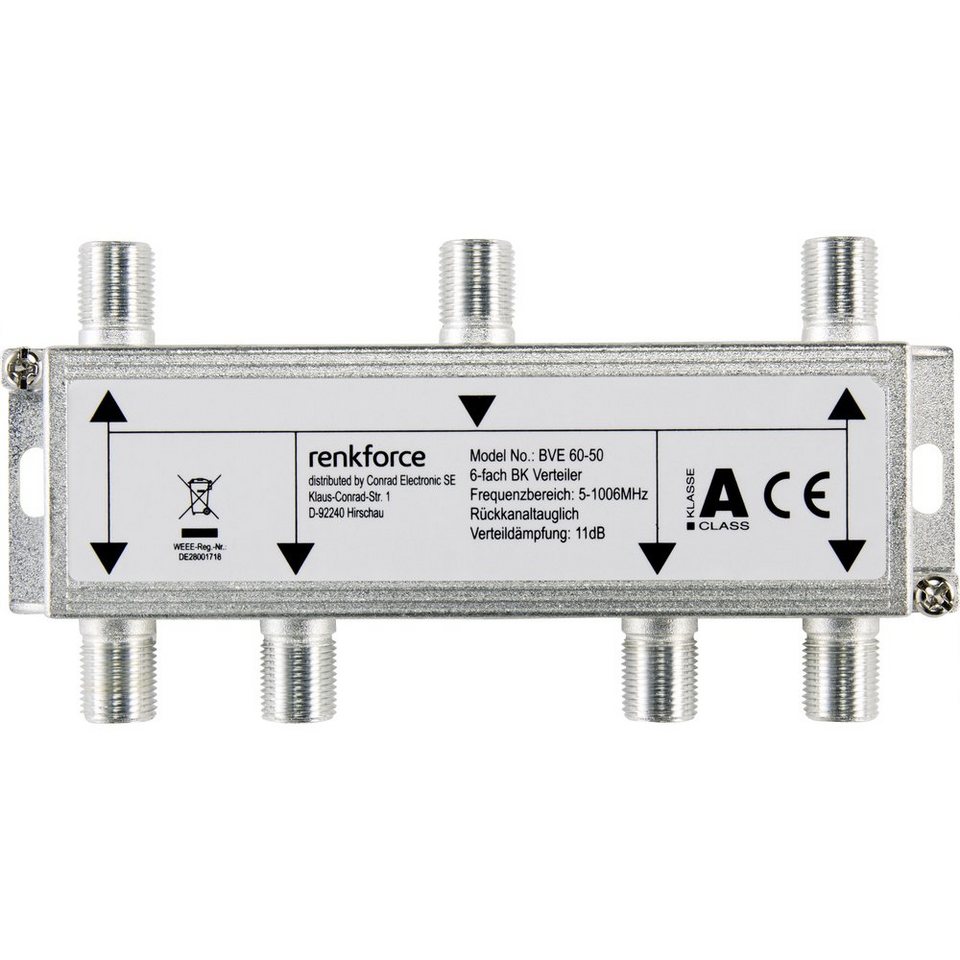 Renkforce Renkforce Kabel-TV Verteiler 6-fach 5 - 1006 MHz TV-Kabel