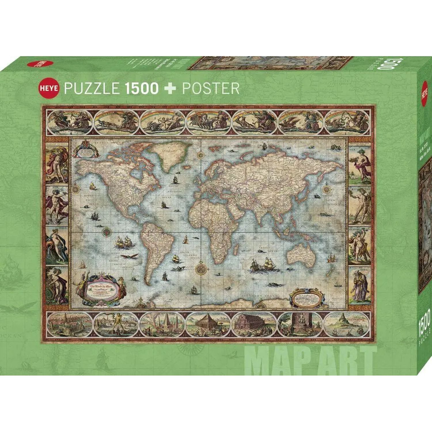 HEYE Puzzle WILLEM BLAEU WORLD, HEYE Puzzle von Adam Shaw, 1500 Puzzleteile